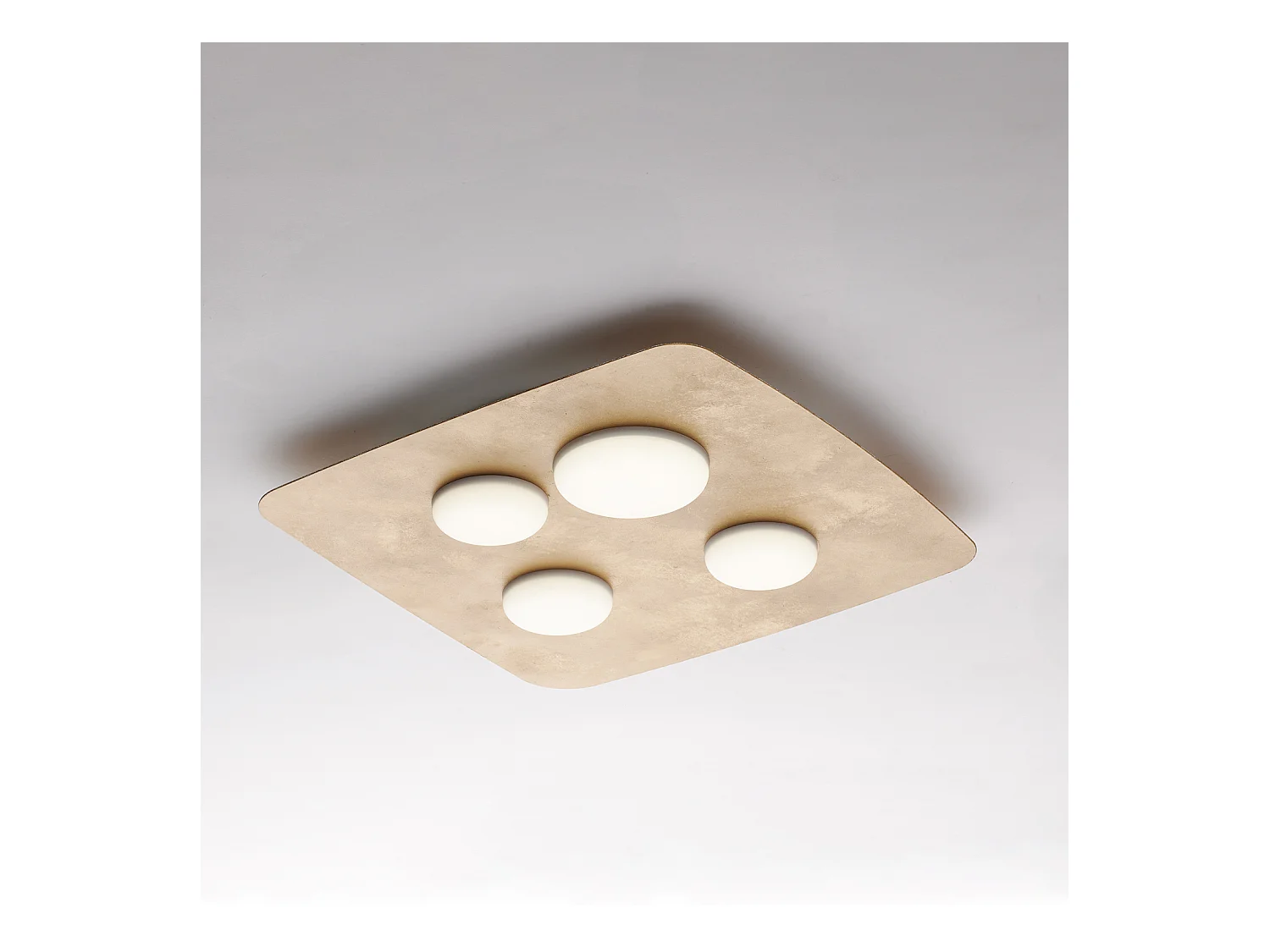 Megan - Deckenleuchte aus weiß lackiertem Metall mit antikem Golddekor und integrierten LED-Silikondiffusoren 4 Lichter H.5 - Ø45 - BL243-PL4-ORO