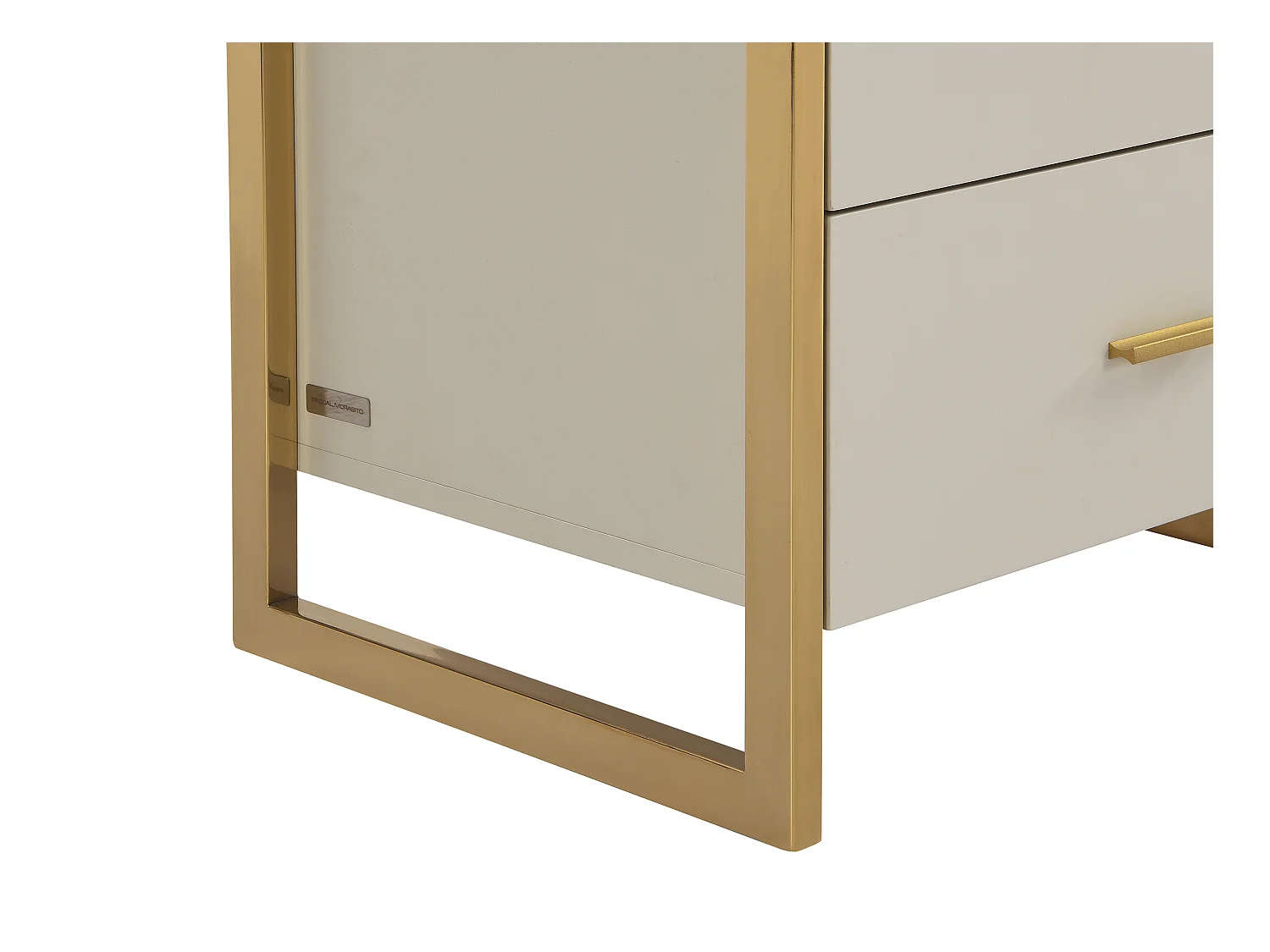 Lot de 2 tables de chevet 2 tiroirs - MDF - Beige et doré - OMBRELIA de Pascal Morabito