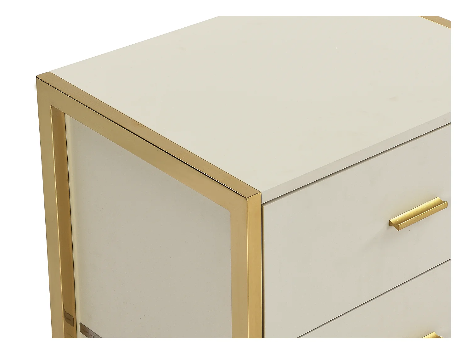 Lot de 2 tables de chevet 2 tiroirs - MDF - Beige et doré - OMBRELIA de Pascal Morabito