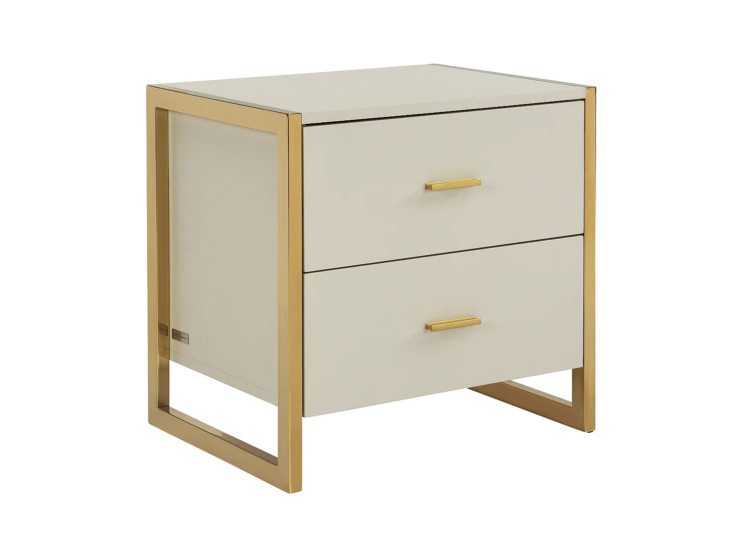 Lot de 2 tables de chevet 2 tiroirs - MDF - Beige et doré - OMBRELIA de Pascal Morabito