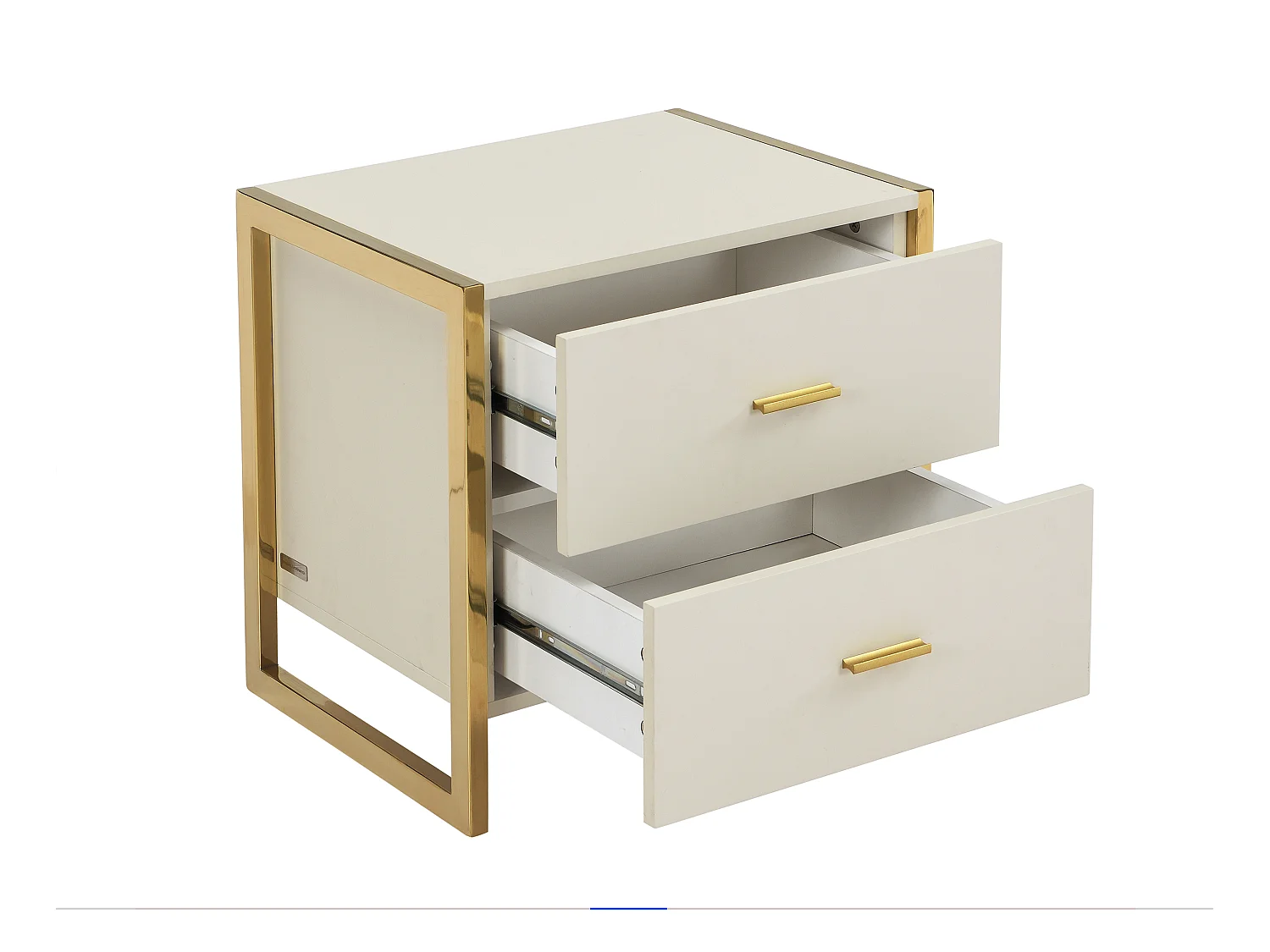 Lot de 2 tables de chevet 2 tiroirs - MDF - Beige et doré - OMBRELIA de Pascal Morabito