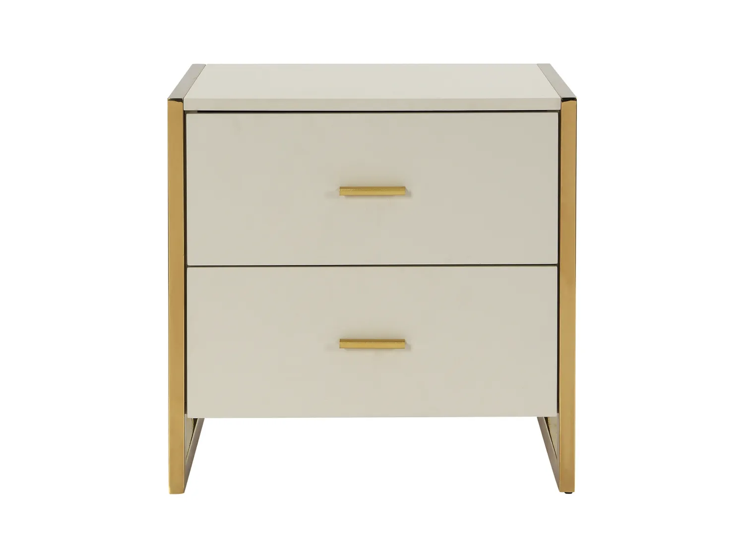 Comodino 2 cassetti MDF Beige e Dorato - Lotto di 2 - OMBRELIA di PASCAL MORABITO