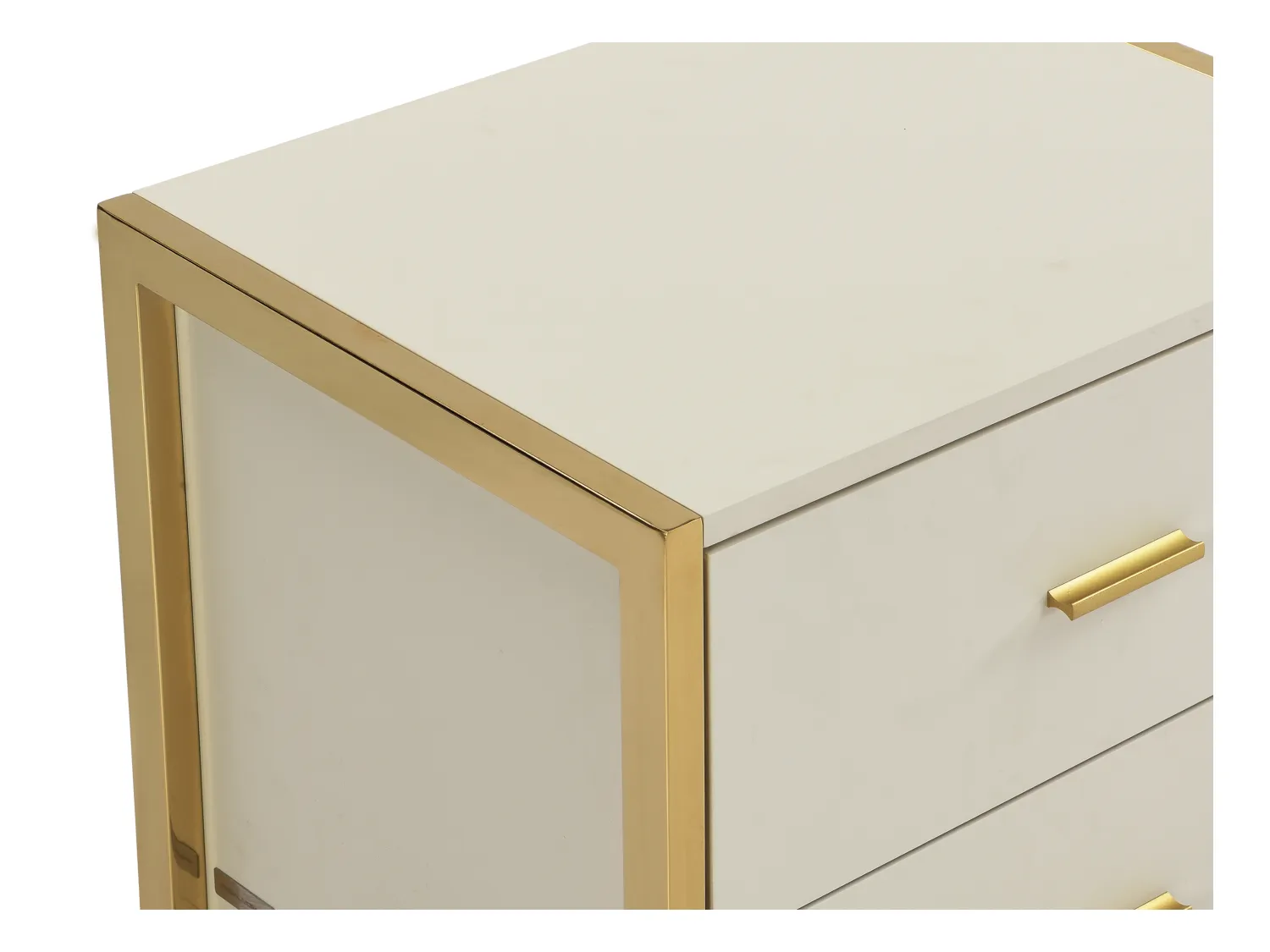 Comodino 2 cassetti MDF Beige e Dorato - Lotto di 2 - OMBRELIA di PASCAL MORABITO