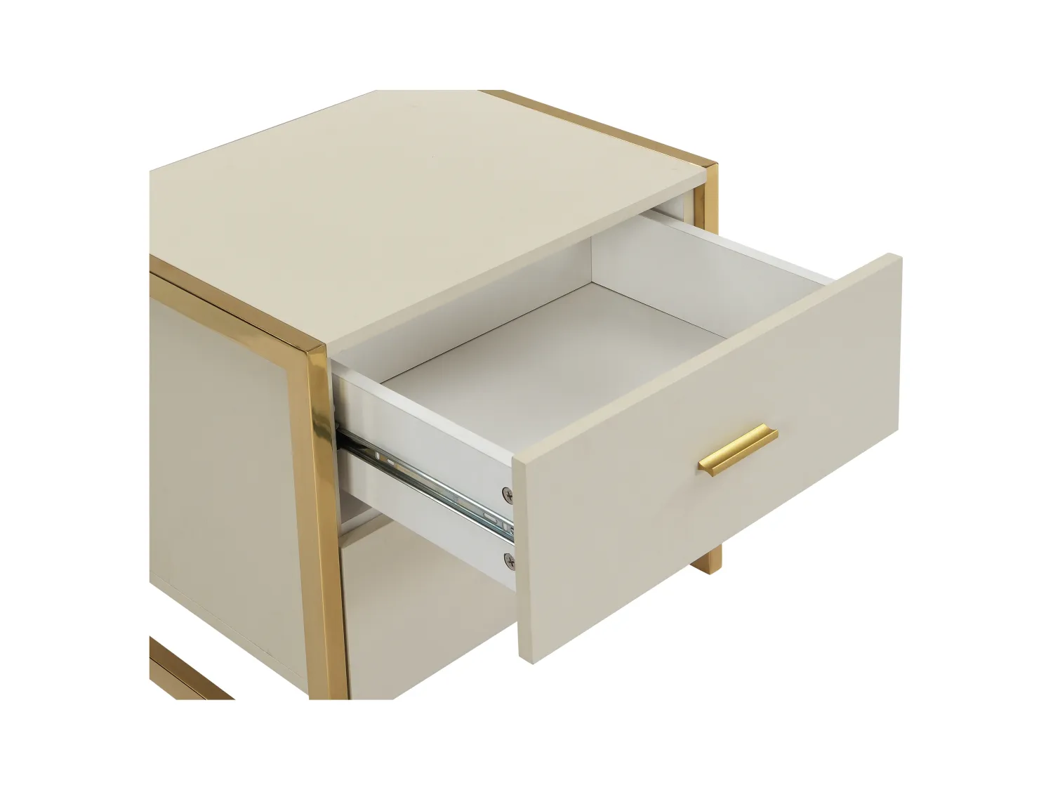 Comodino 2 cassetti MDF Beige e Dorato - Lotto di 2 - OMBRELIA di PASCAL MORABITO