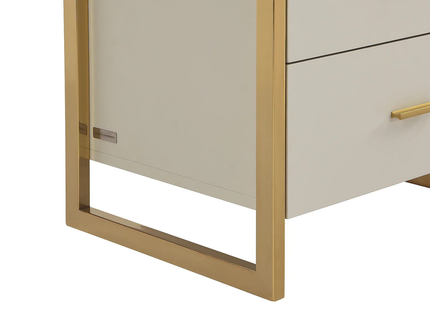 Lot de 2 tables de chevet 2 tiroirs - MDF - Beige et doré - OMBRELIA de Pascal Morabito