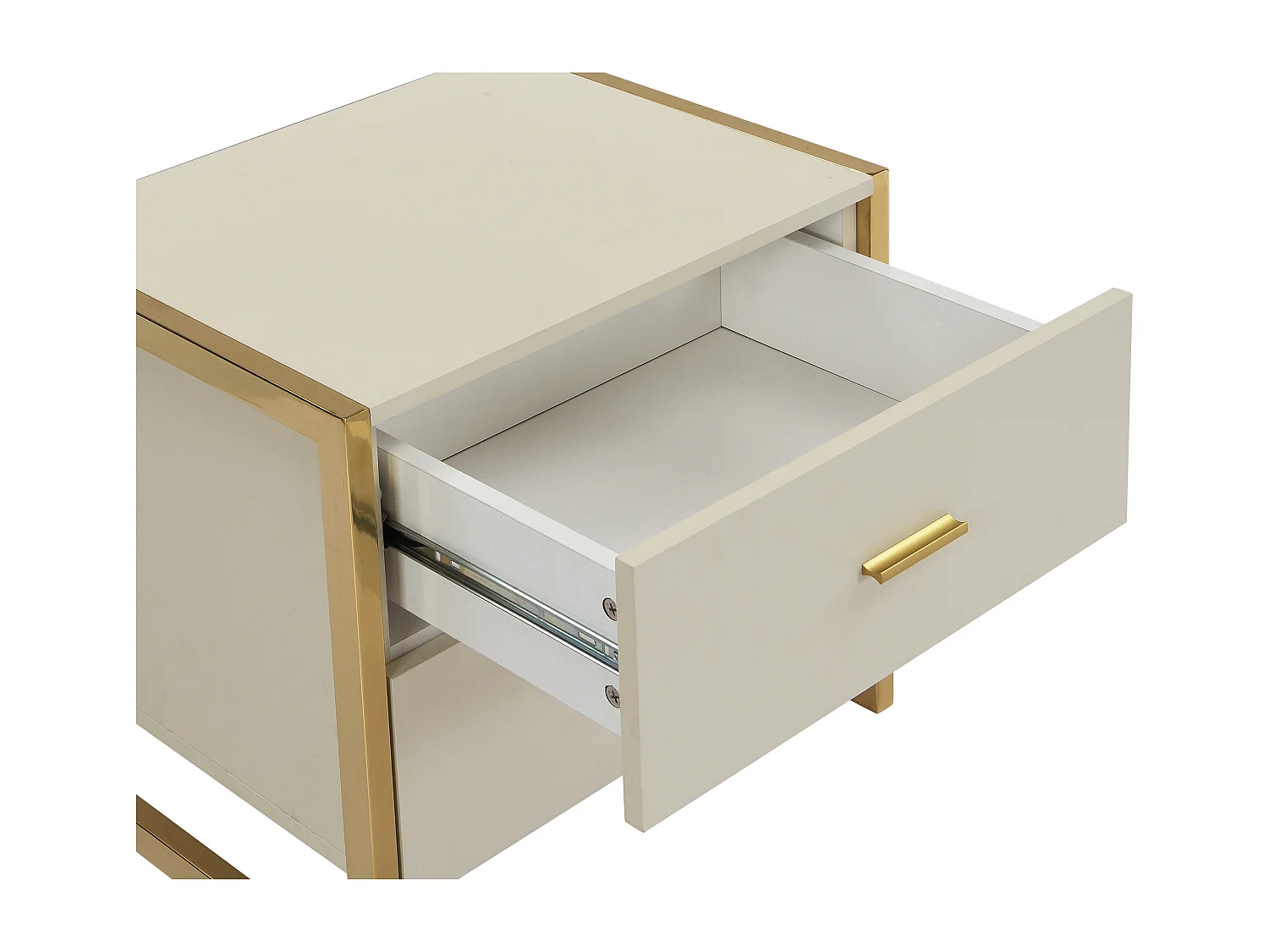 Lot de 2 tables de chevet 2 tiroirs - MDF - Beige et doré - OMBRELIA de Pascal Morabito