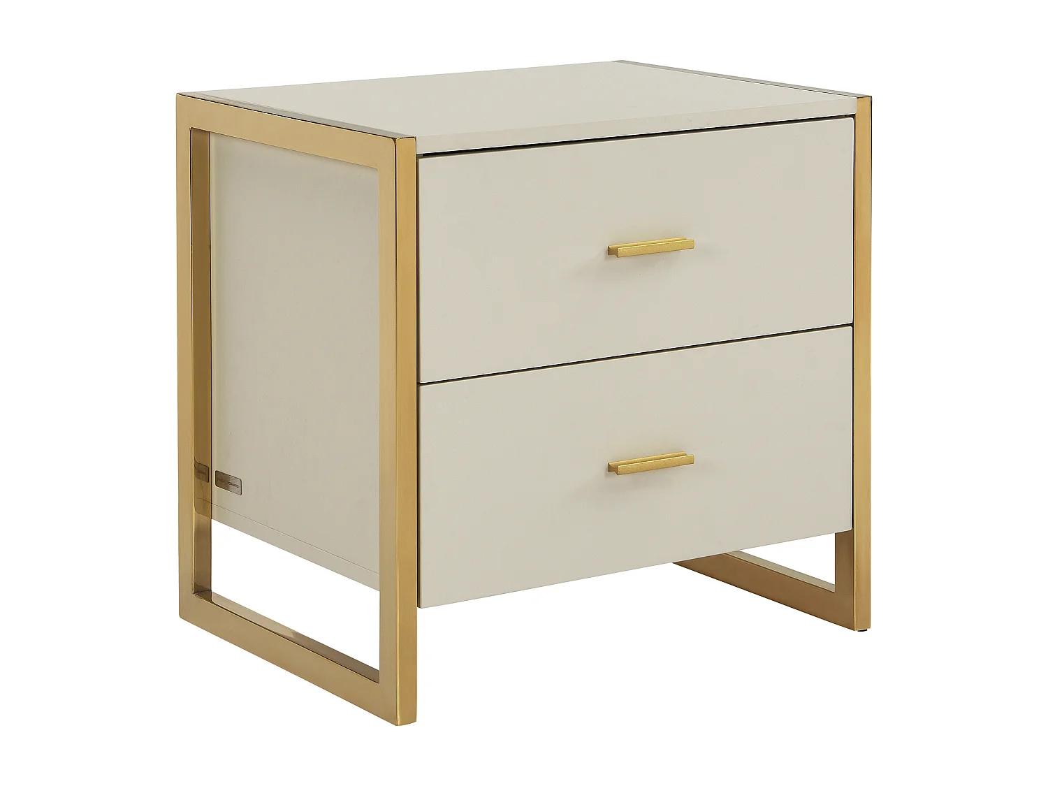 Lot de 2 tables de chevet 2 tiroirs - MDF - Beige et doré - OMBRELIA de Pascal Morabito