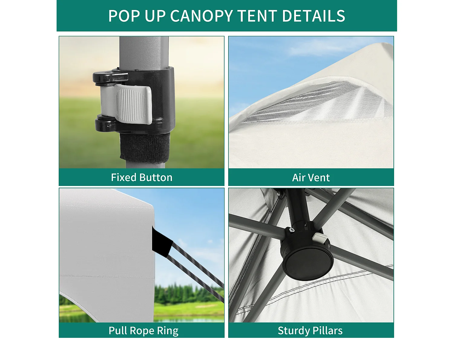 YITAHOME 2.5x2.5M Instant Pop Up - Tente de camping Pliante et imperméable - Blanc