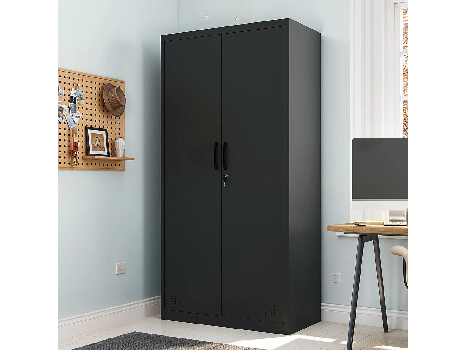 YITAHOME Armoires de Rangement de Bureau, Acier allié, Noir