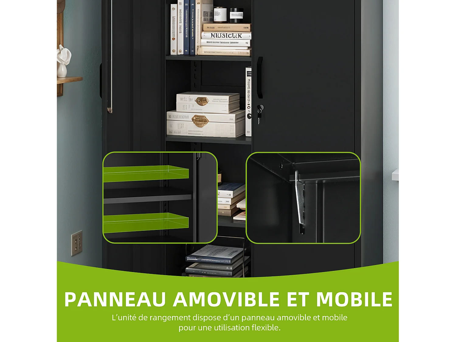 YITAHOME Armoires de Rangement de Bureau, Acier allié, Noir