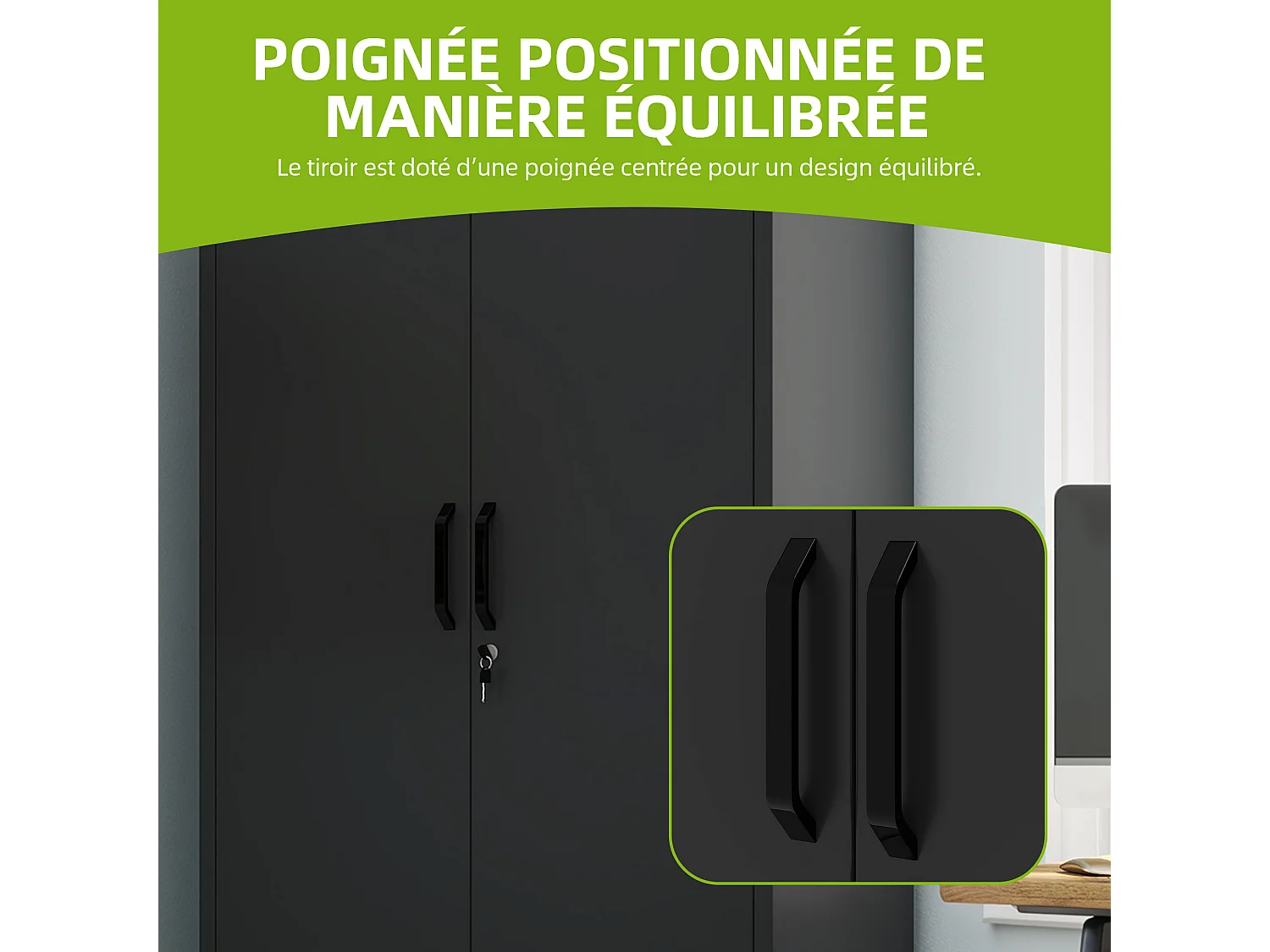 YITAHOME Armoires de Rangement de Bureau, Acier allié, Noir