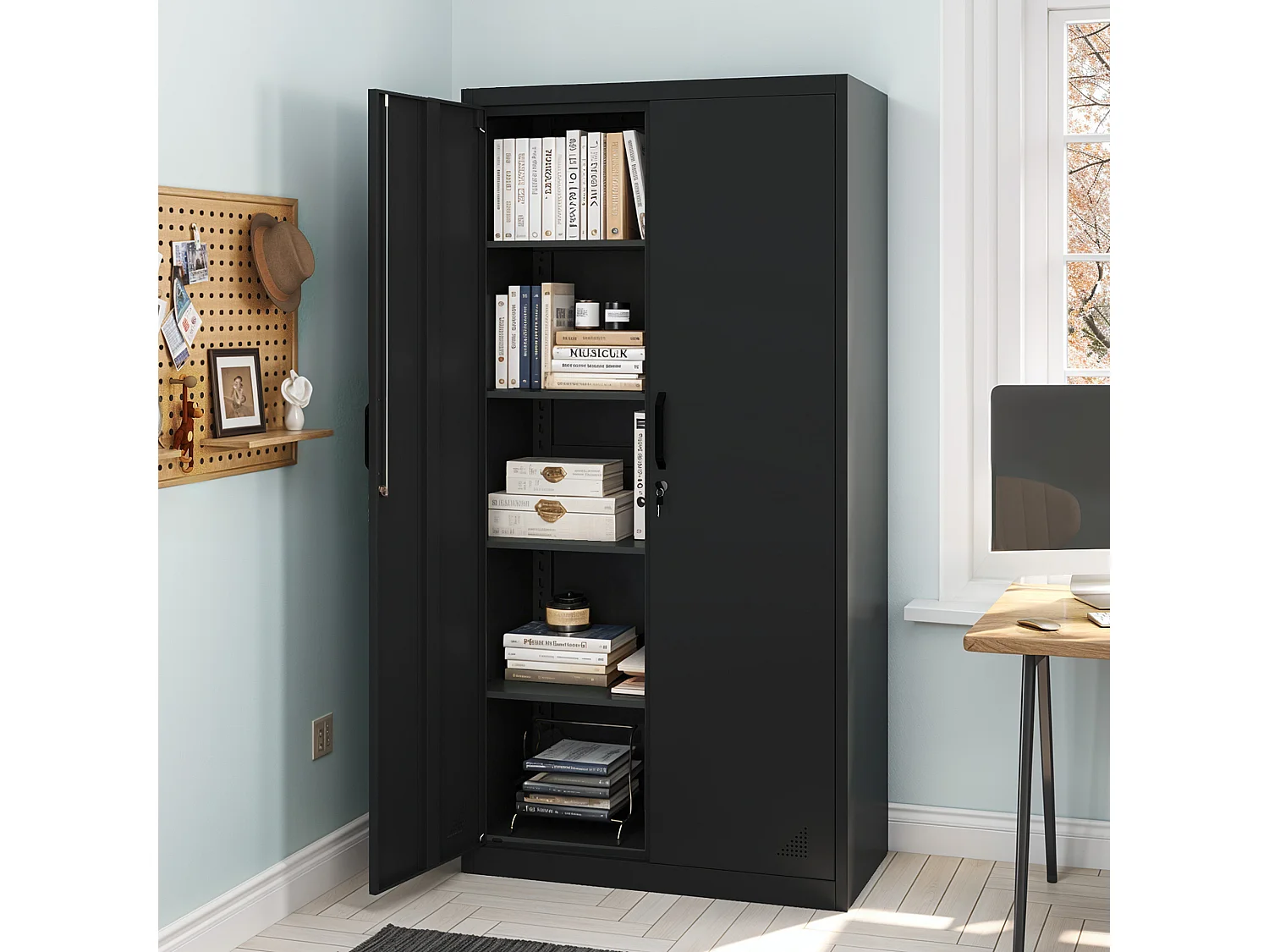 YITAHOME Armoires de Rangement de Bureau, Acier allié, Noir