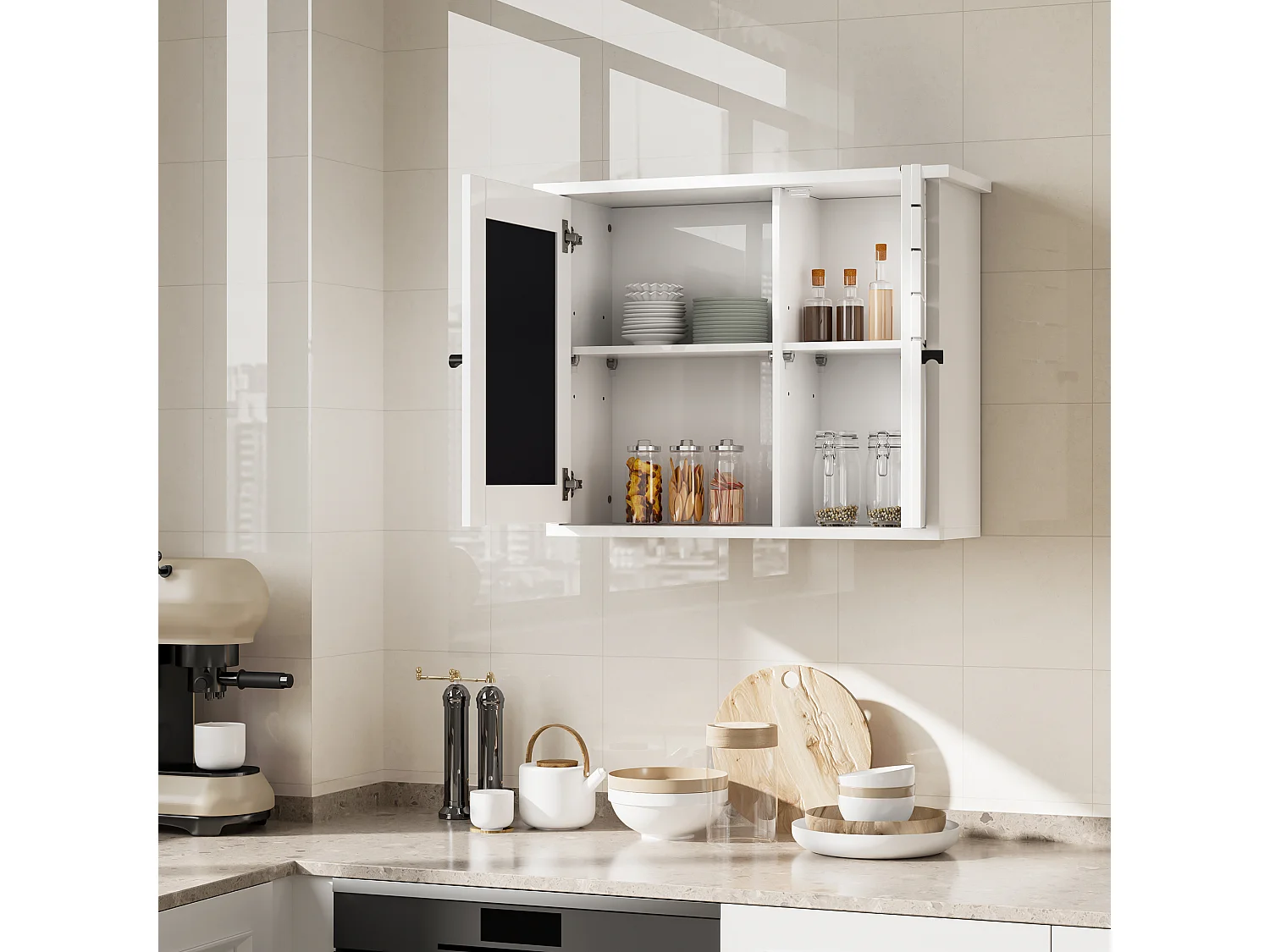 YITAHOME Armoire de Salle de Bain avec Miroir - Meuble de Rangement Mural - 60 x 20 x 49,2 cm - Blanc