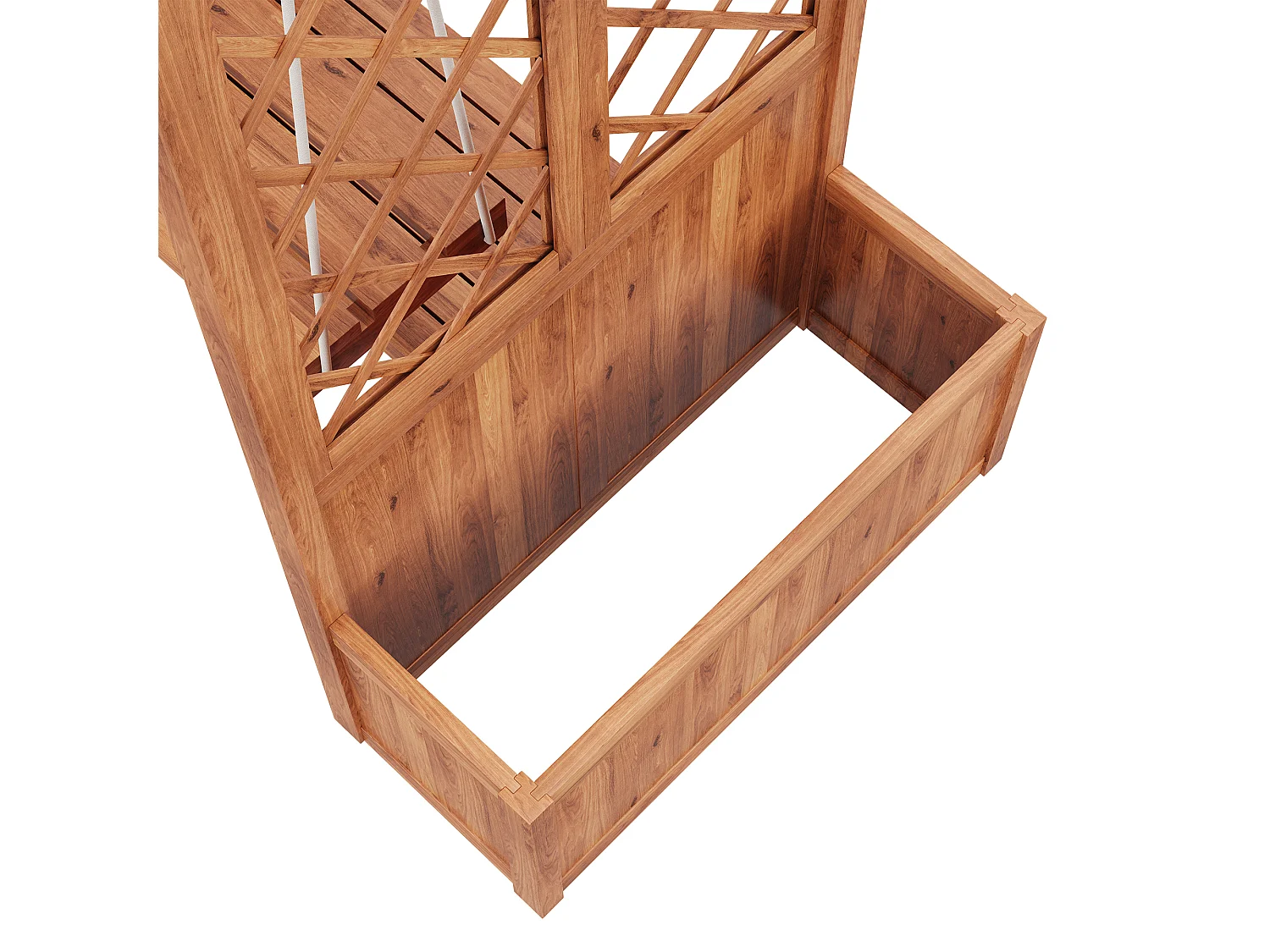 Bloempot, buitenschommel, plantenbak met trellis, met polycarbonaat schuifdak. Bloembak plantenbak, bruin massief hout