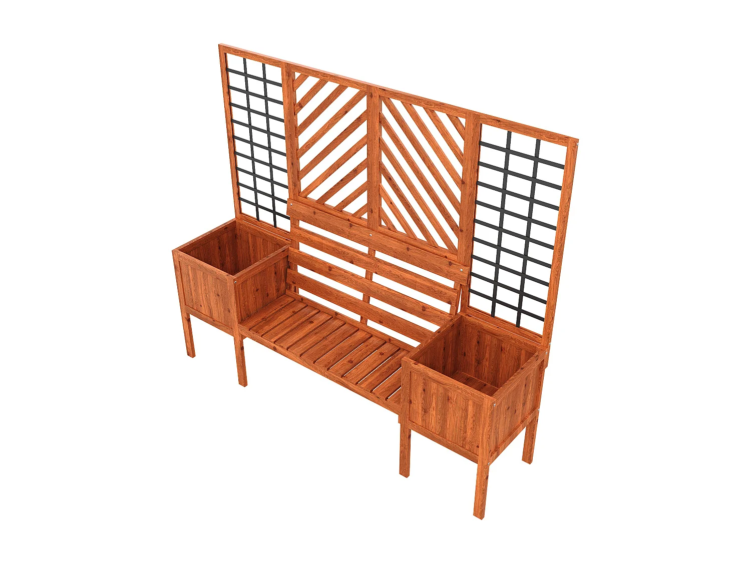 Pot de fleurs, jardinière avec treillis comme aide à l'escalade, pot de fleurs, jardinière, jardinière avec treillis et siège, marron