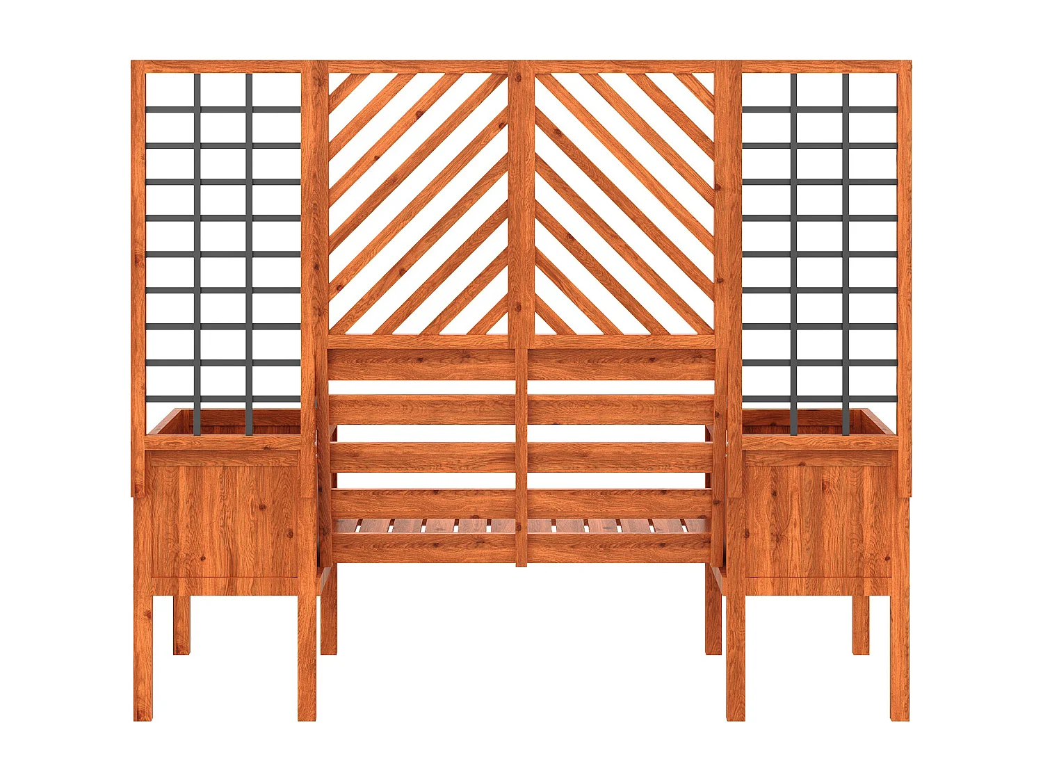 Pot de fleurs, jardinière avec treillis comme aide à l'escalade, pot de fleurs, jardinière, jardinière avec treillis et siège, marron