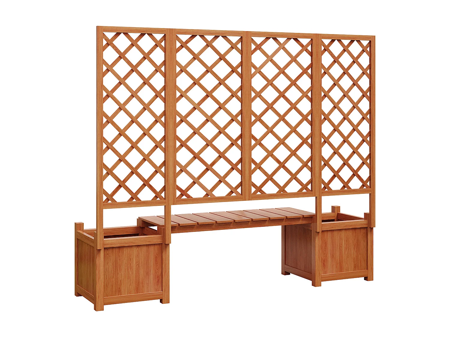 Pot de fleurs, jardinière avec treillis comme aide à l'escalade, pot de fleurs, jardinière, jardinière avec treillis et siège, marron