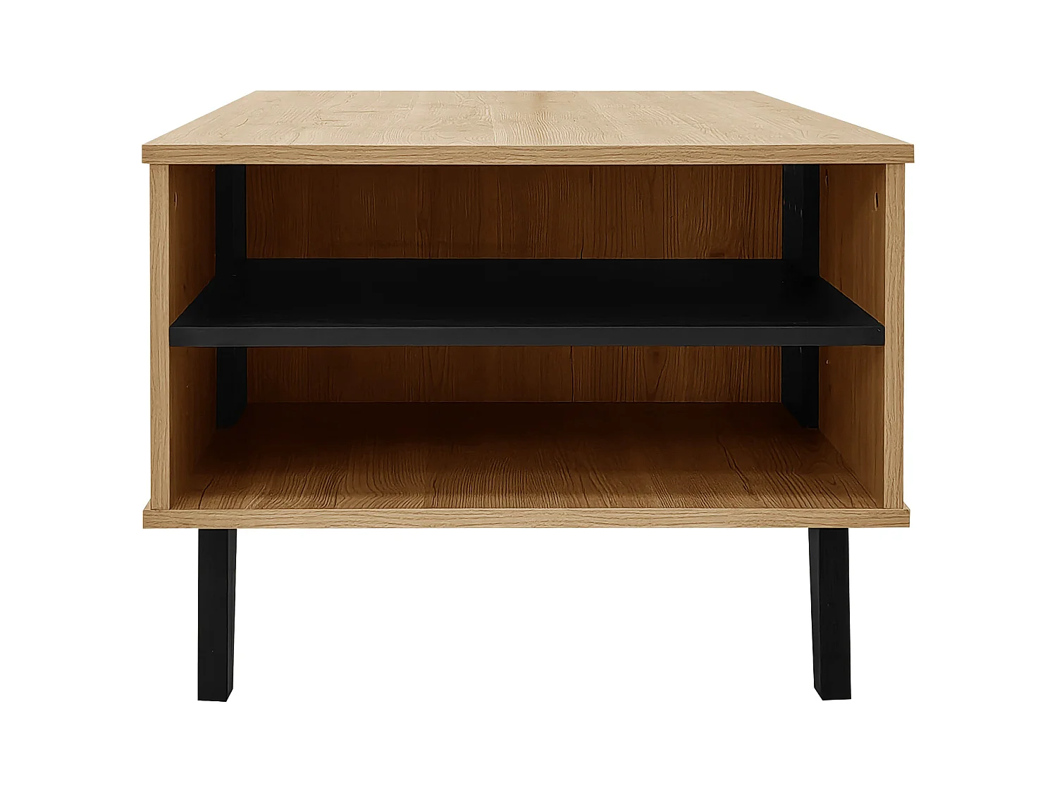 Table basse 100 x 60 x 45 cm en bois coloré et design noir, table de salon avec table d'appoint à tiroir