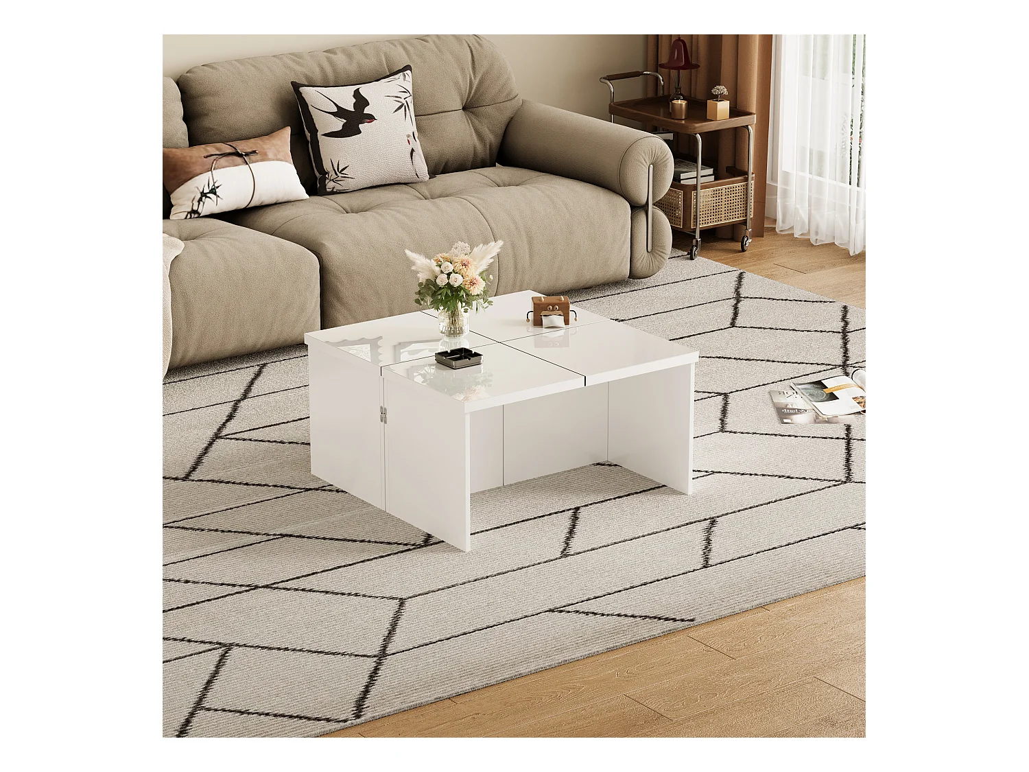 Table basse, table basse DIY, plateau de table brillant, combinaison libre