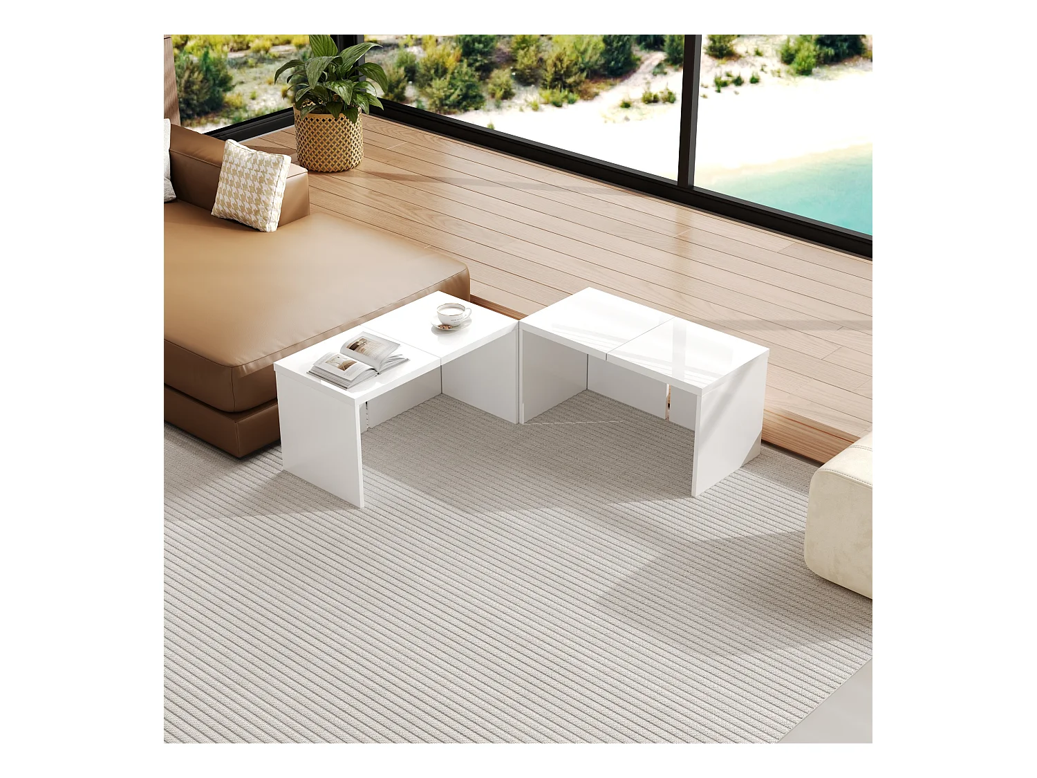 Table basse, table basse DIY, plateau de table brillant, combinaison libre