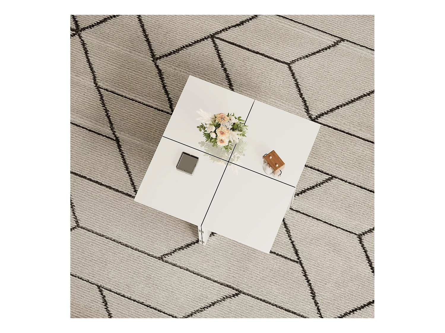 Table basse, table basse DIY, plateau de table brillant, combinaison libre