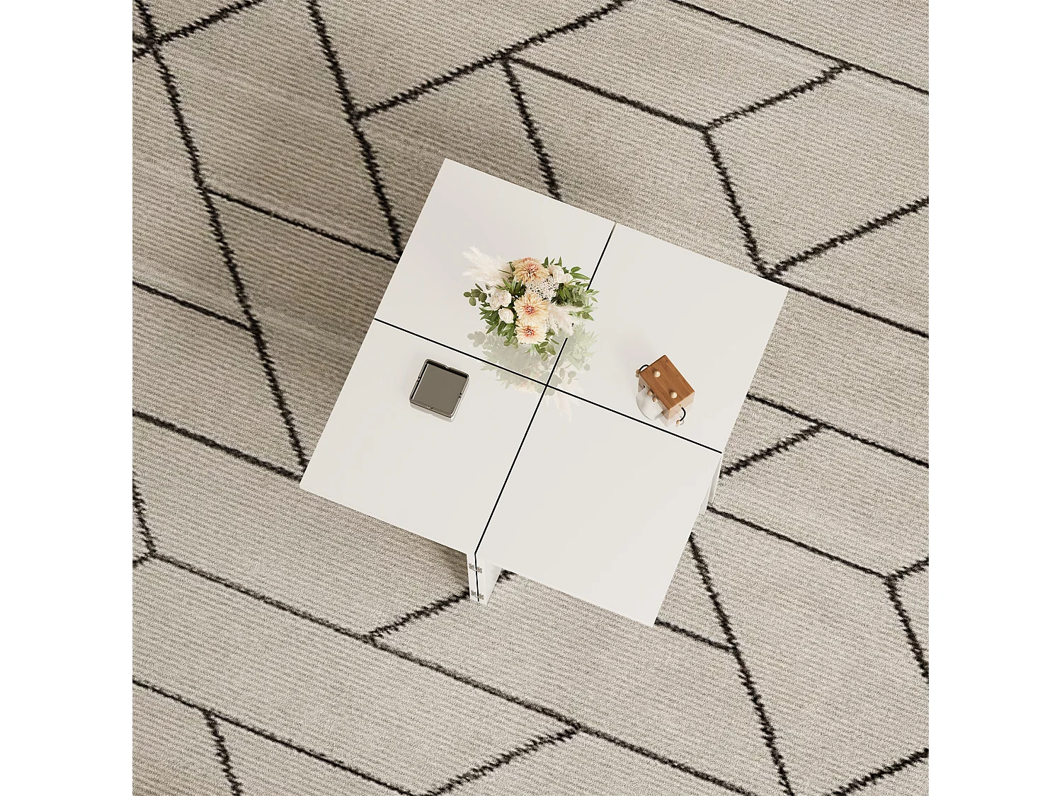 Table basse, table basse DIY, plateau de table brillant, combinaison libre