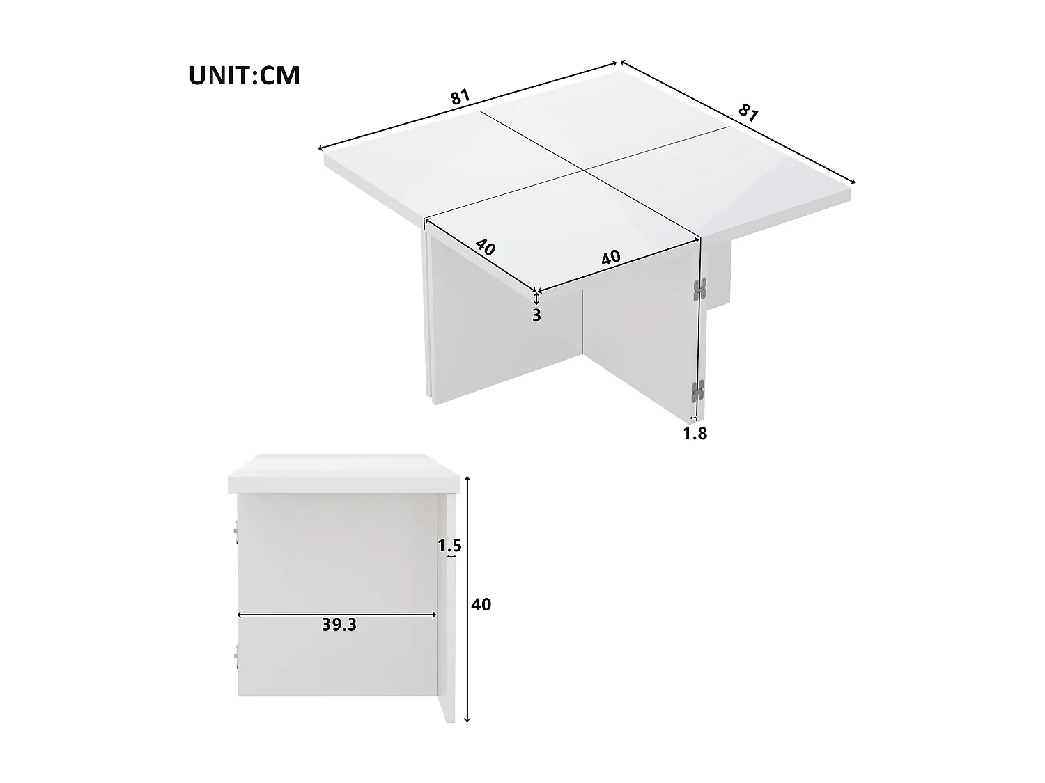 Salontafel, DIY salontafel, hoogglans tafelblad, vrije combinatie