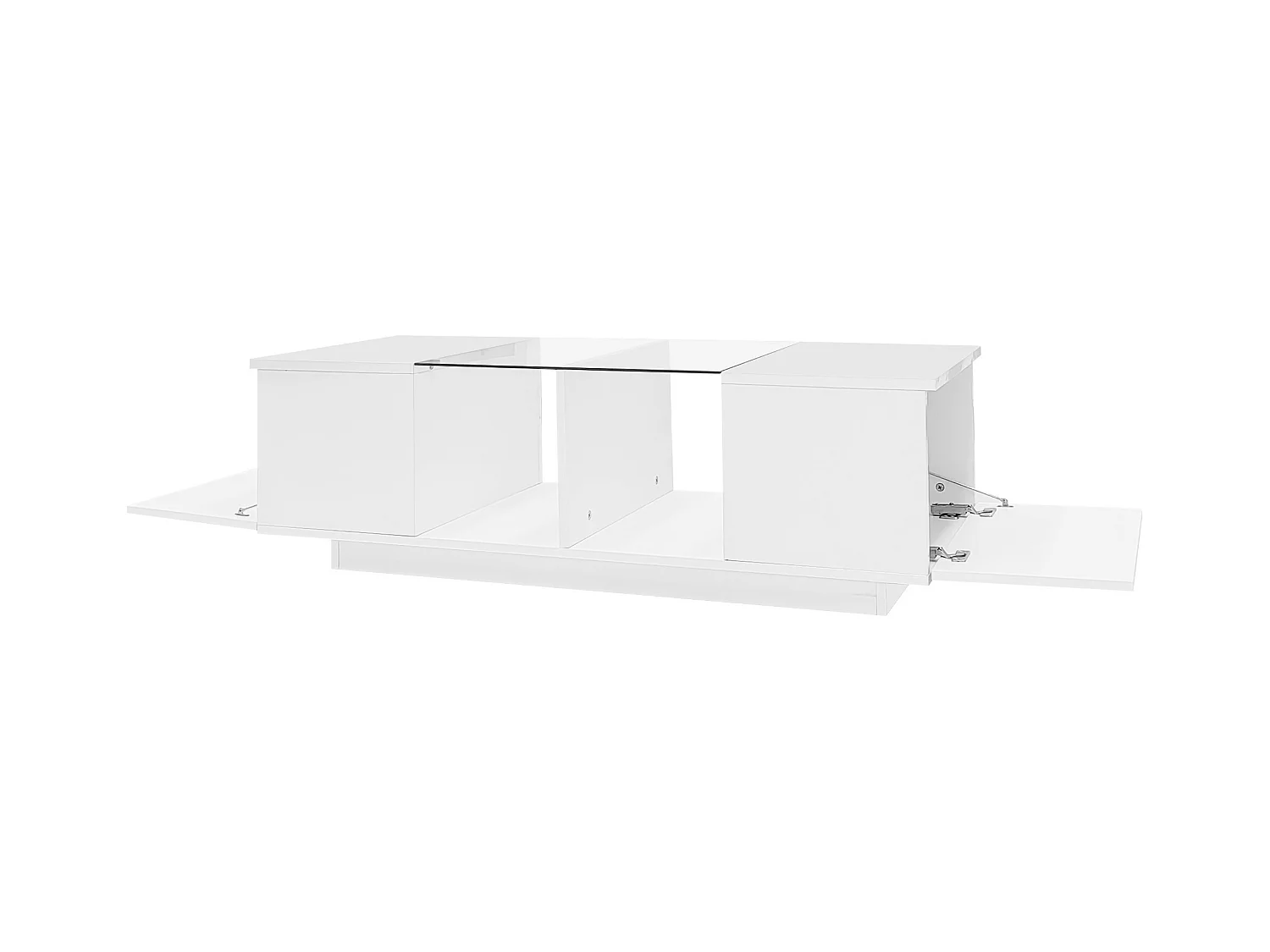 Table basse blanche moderne avec éclairage LED, plateau brillant, 120 x 50 x 38,5 cm