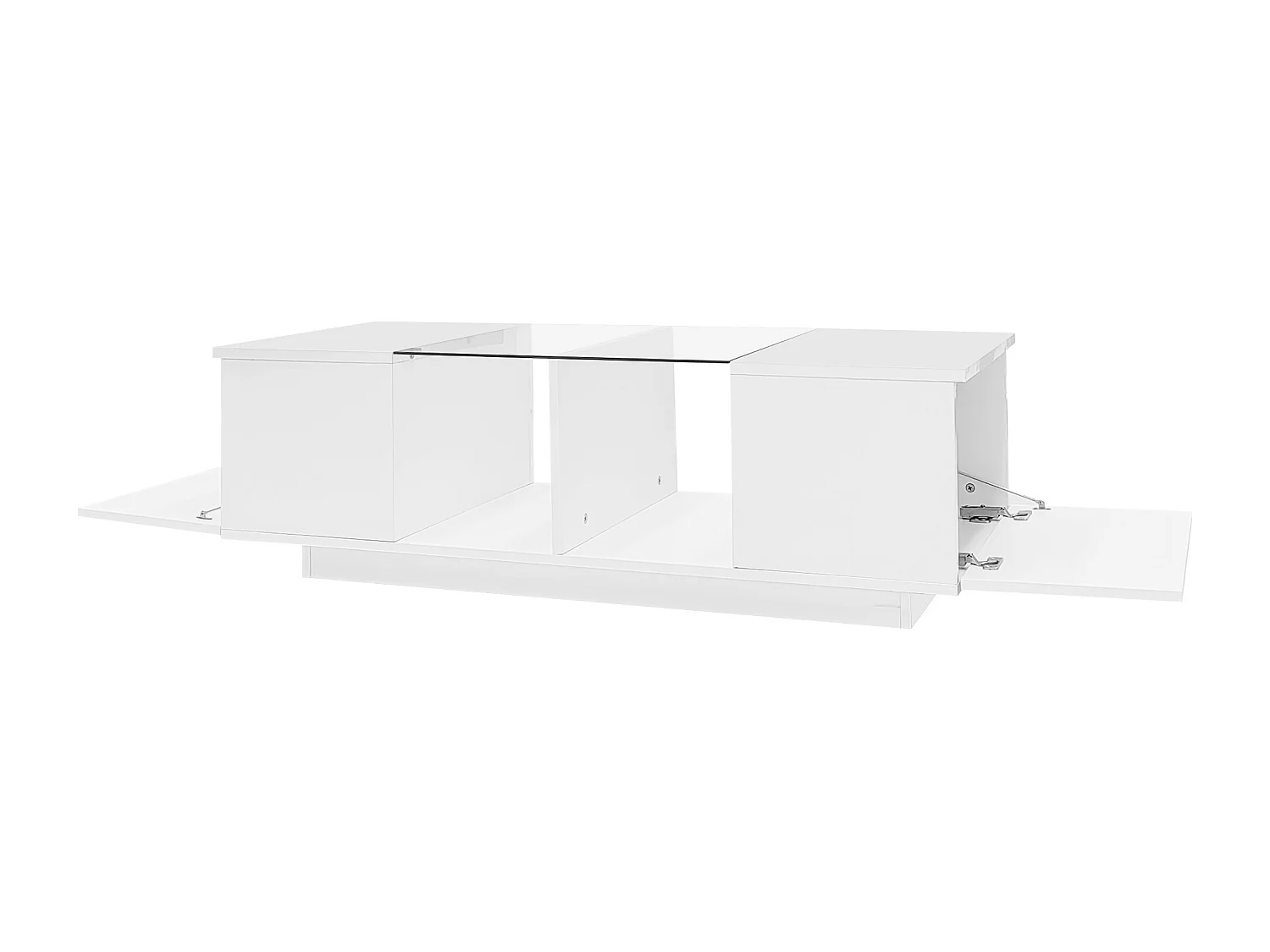 Table basse blanche moderne avec éclairage LED, plateau brillant, 120 x 50 x 38,5 cm