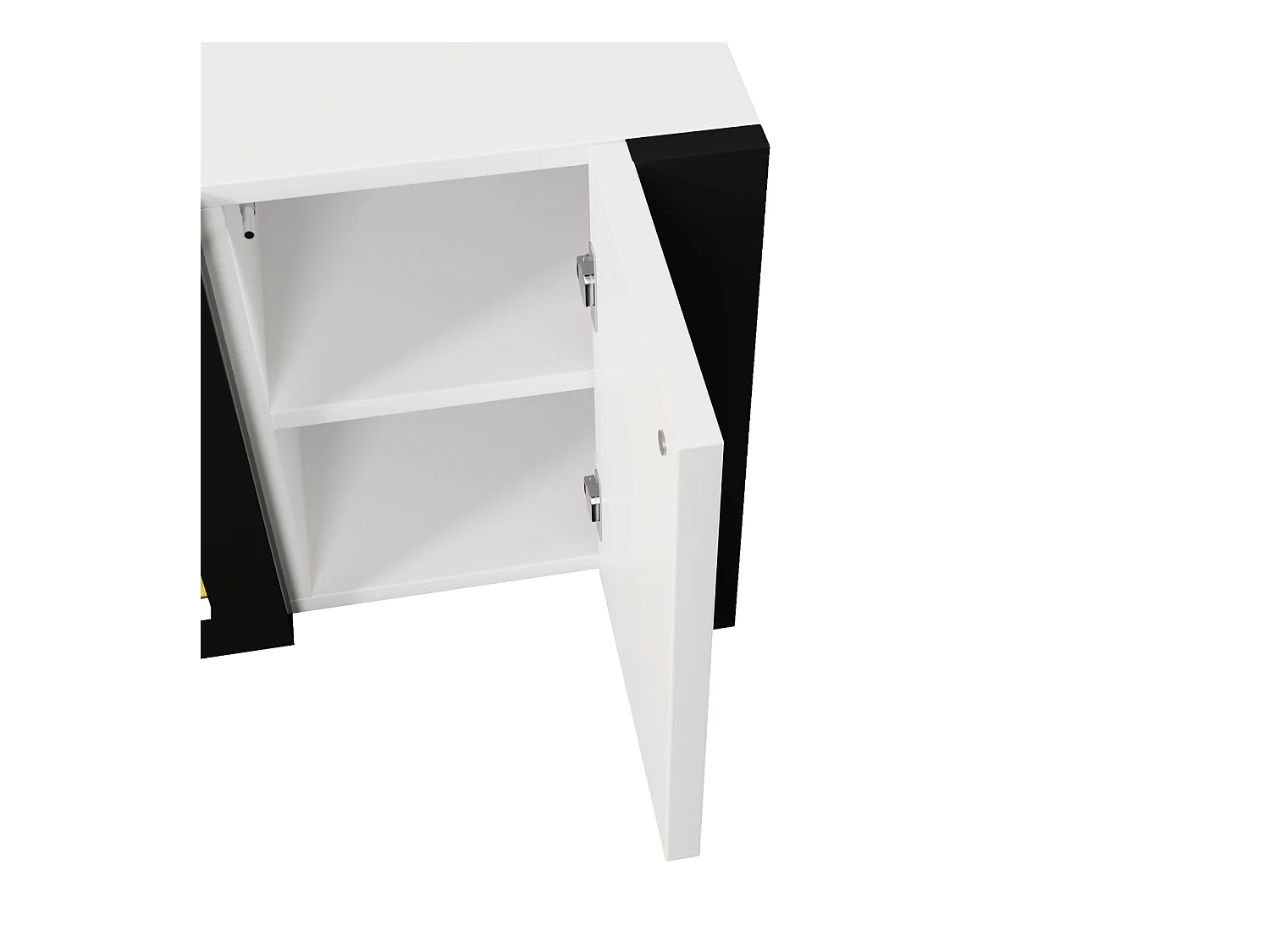 Meuble TV, lowboard avec cheminée électrique effet flamme, sans fonction de chauffage, haute brillance, meuble TV de couleur assortie