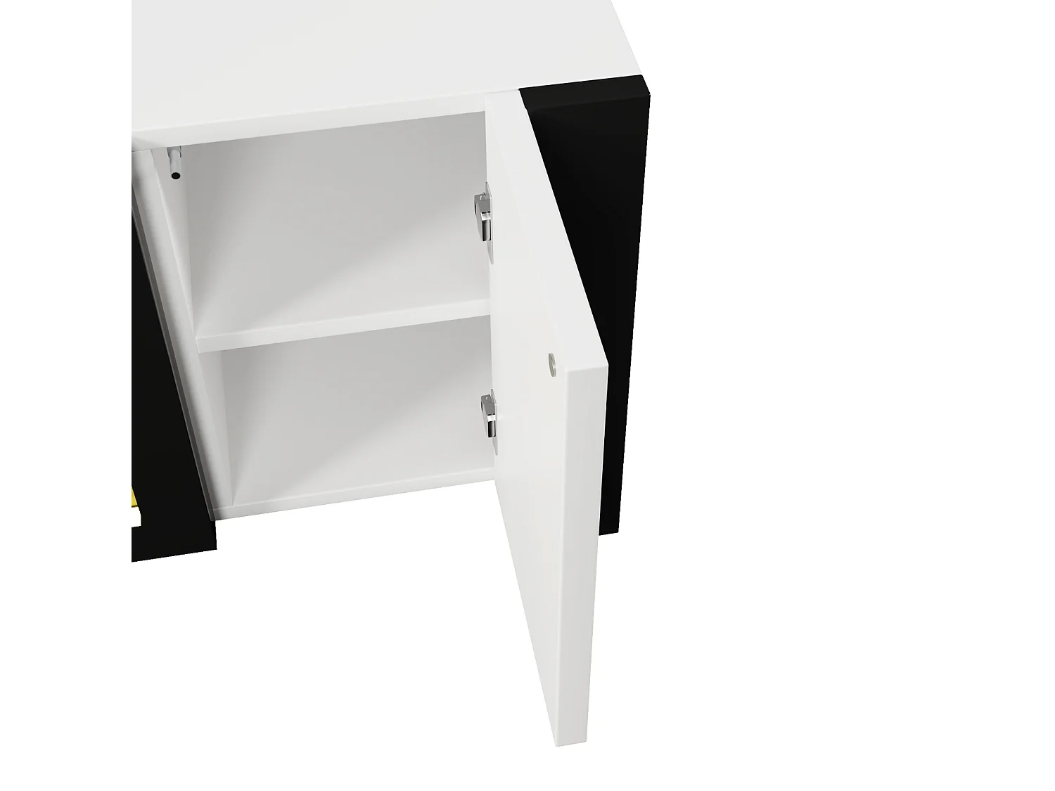 Meuble TV, lowboard avec cheminée électrique effet flamme, sans fonction de chauffage, haute brillance, meuble TV de couleur assortie