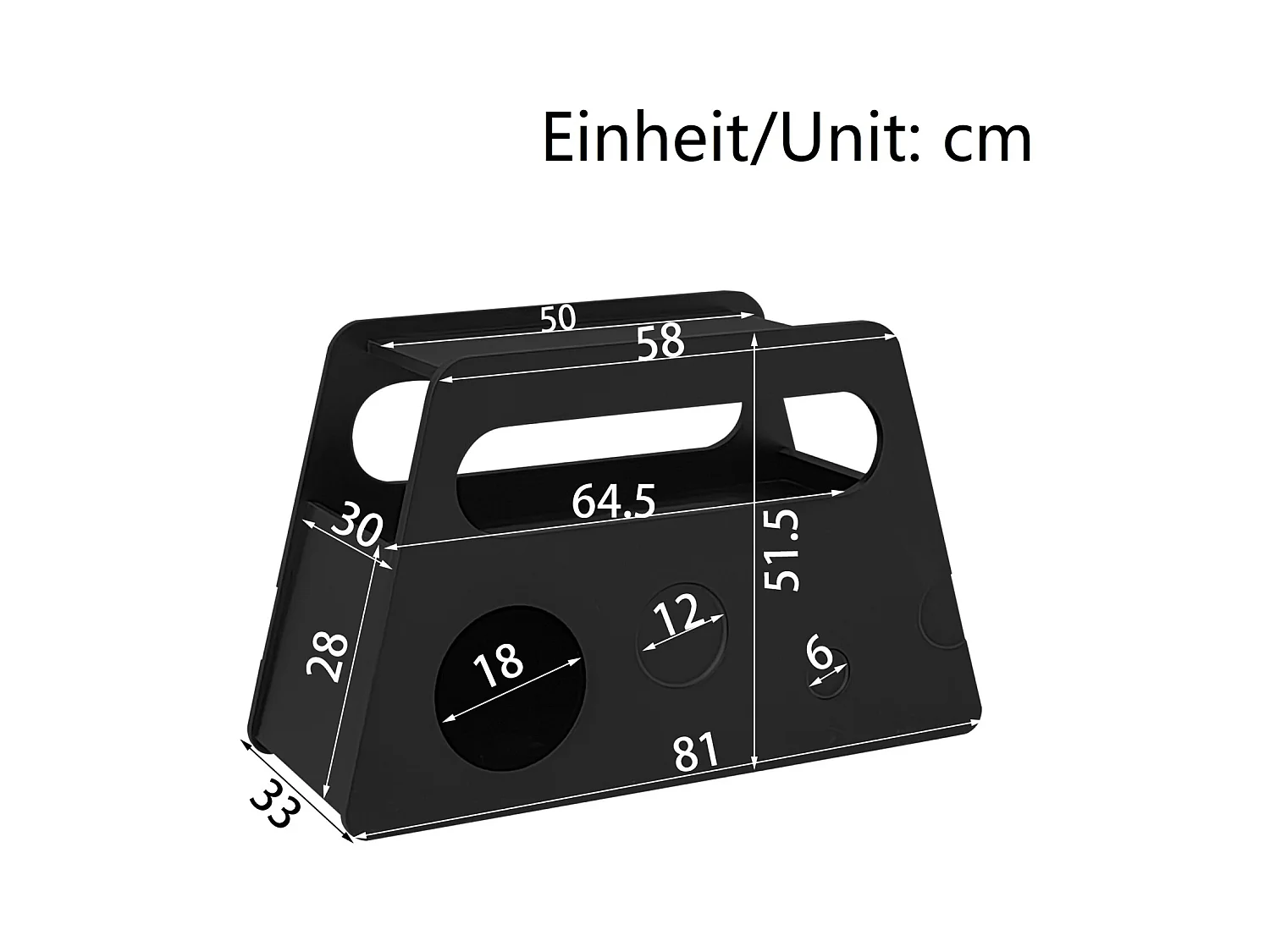 Buffet, table d'appoint noire moderne avec roulettes, design arrondi et sûr (81x33x51,5 cm)