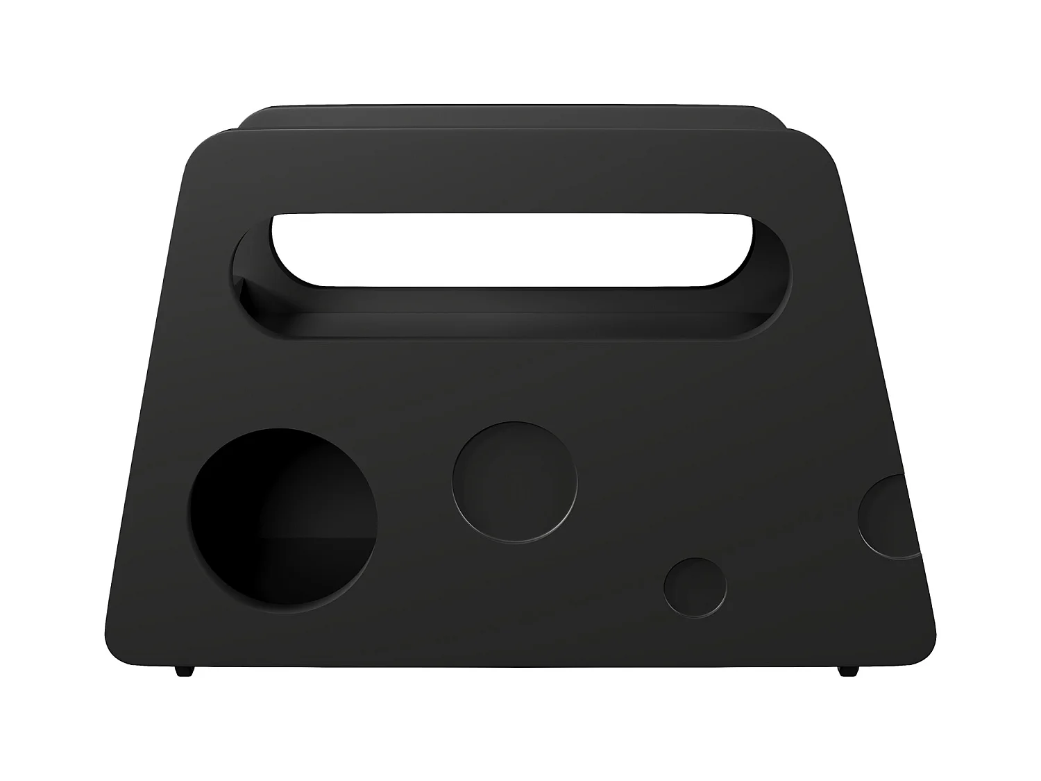 Buffet, table d'appoint noire moderne avec roulettes, design arrondi et sûr (81x33x51,5 cm)