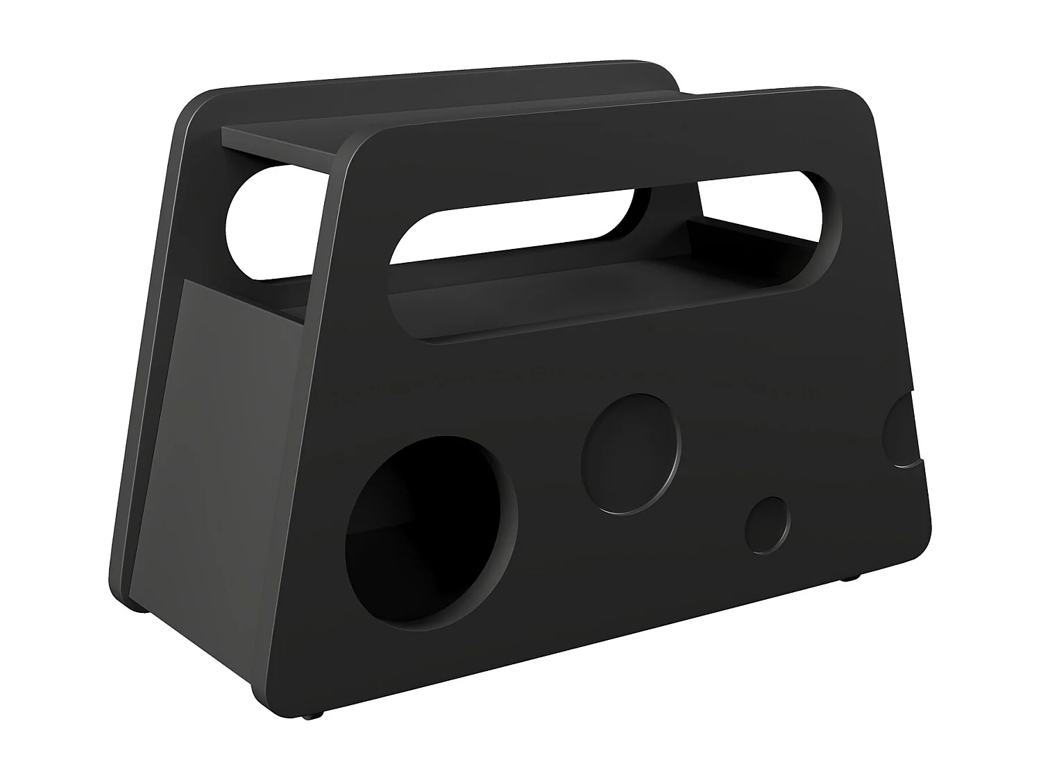 Sideboard, moderne zwarte bijzettafel met wielen, veilig afgerond design (81x33x51,5 cm)