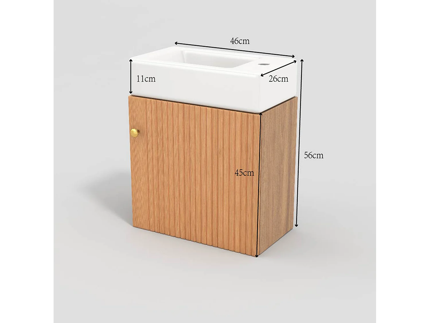 Meuble de salle de bain lavabo avec meuble sous-vasque suspendu, petit meuble de salle de bain d'invités