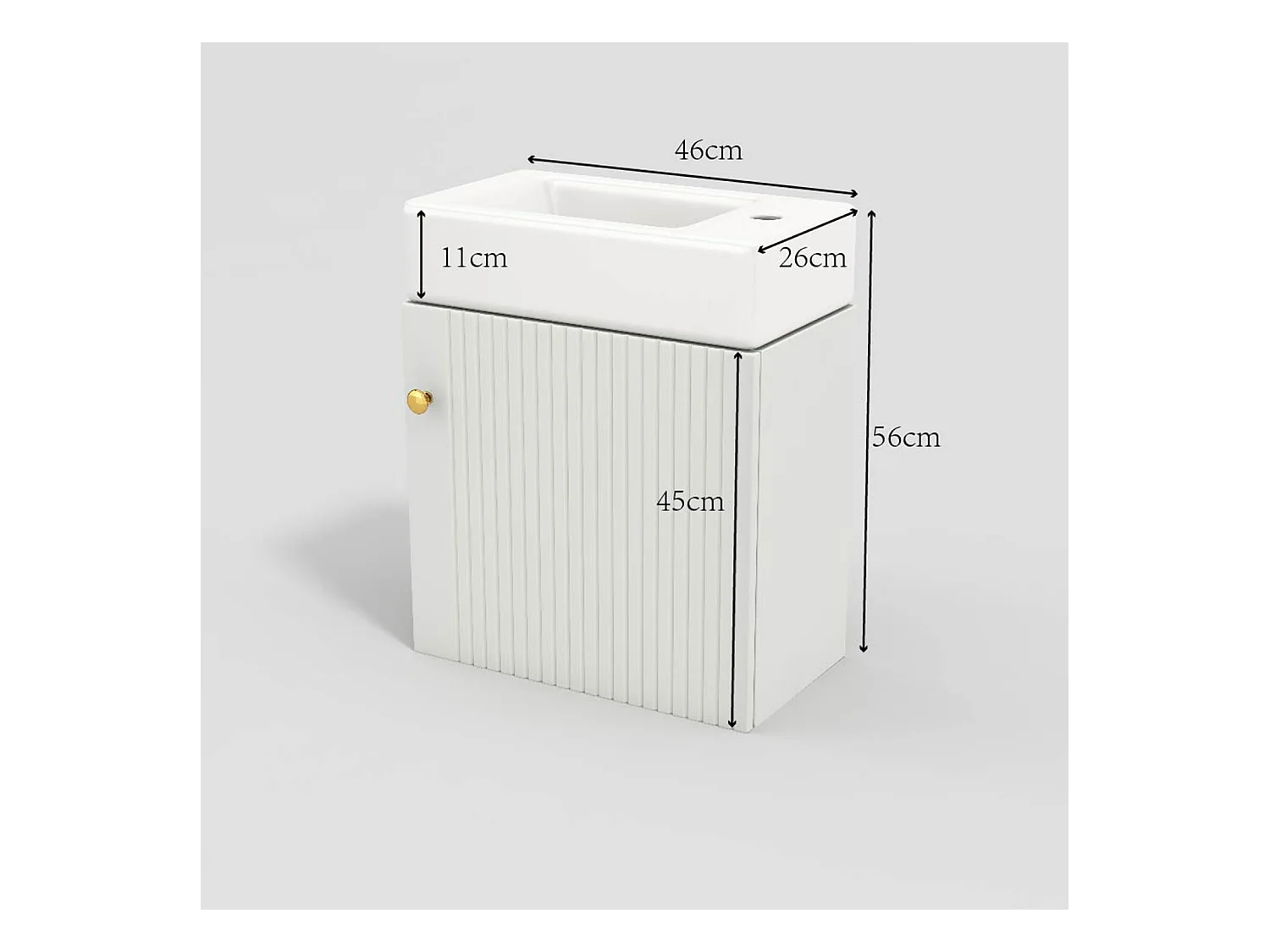 Meuble de salle de bain lavabo avec meuble sous-vasque suspendu, petit meuble de salle de bain d'invités