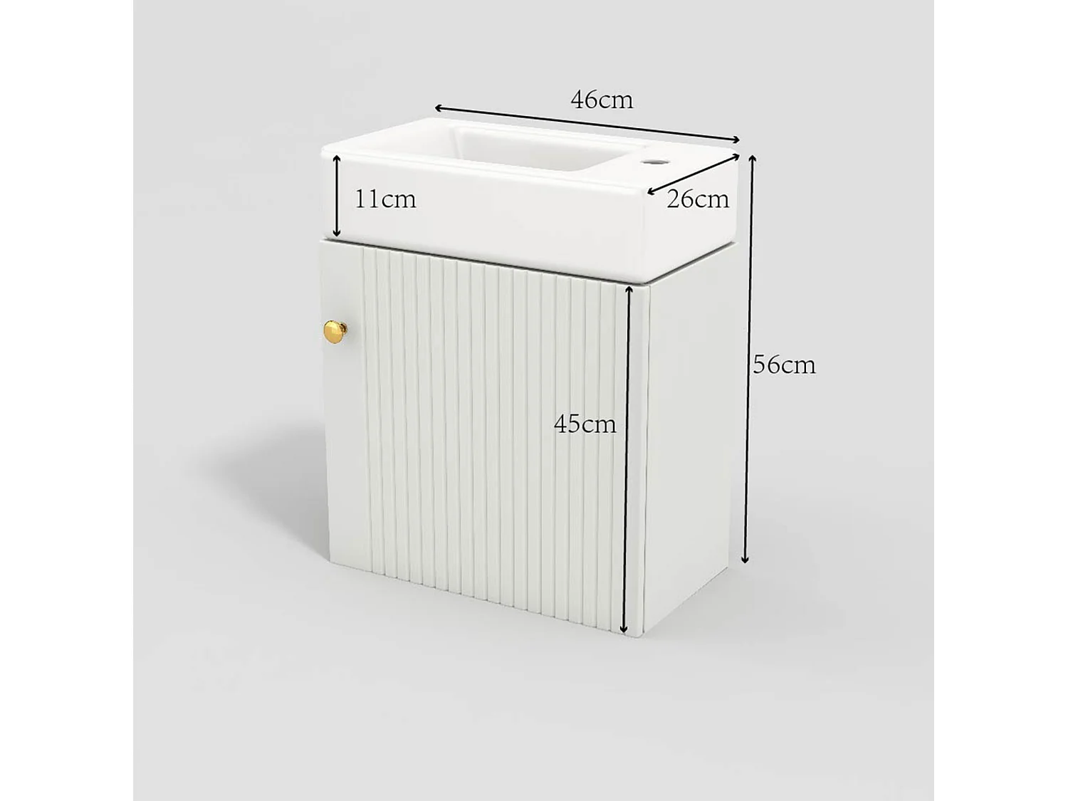 Meuble de salle de bain lavabo avec meuble sous-vasque suspendu, petit meuble de salle de bain d'invités