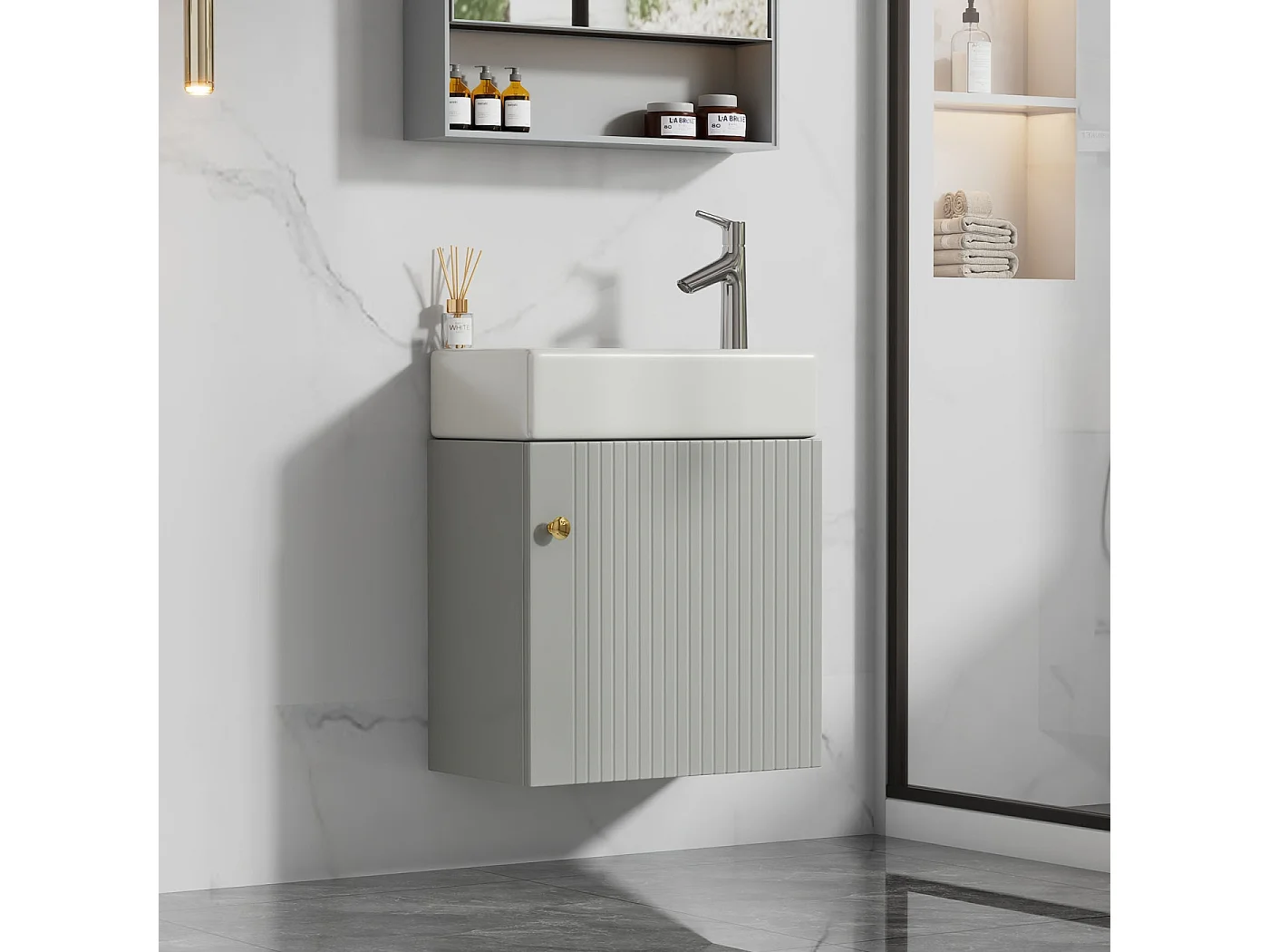 Badkamermeubel wastafel met badmeubel hangend, klein gastenbadkamermeubel