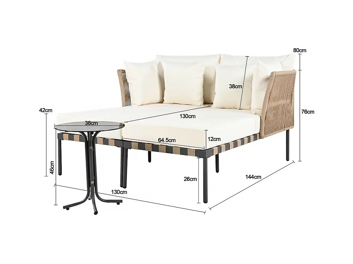 Gartensofa, Outdoor Loungesessel, Balkonmöbel Set, Wohnzimmermöbel, Beige