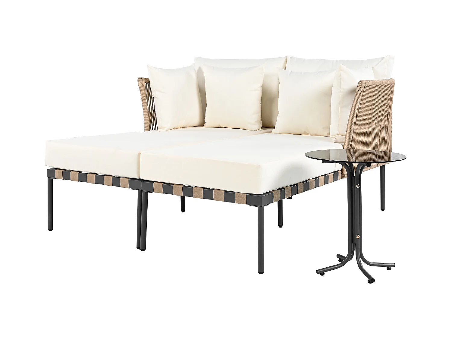 Gartensofa, Outdoor Loungesessel, Balkonmöbel Set, Wohnzimmermöbel, Beige