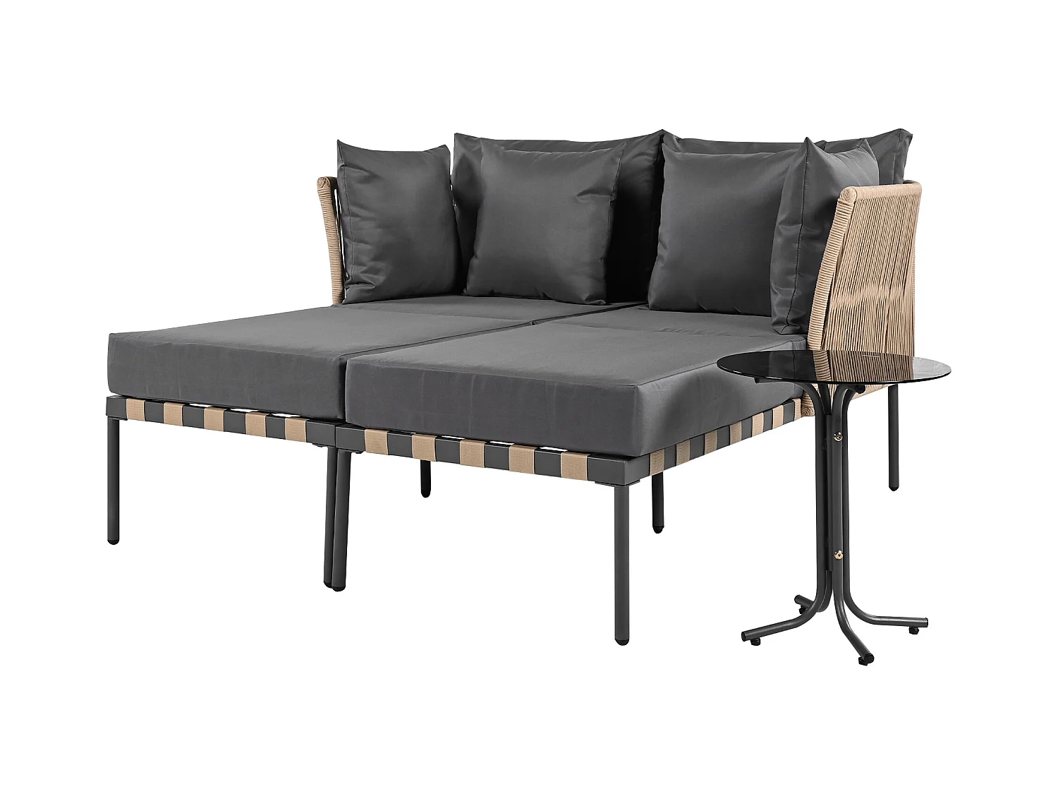 Gartensofa, Outdoor Loungesessel, Balkonmöbel Set, Wohnzimmermöbel, Grau