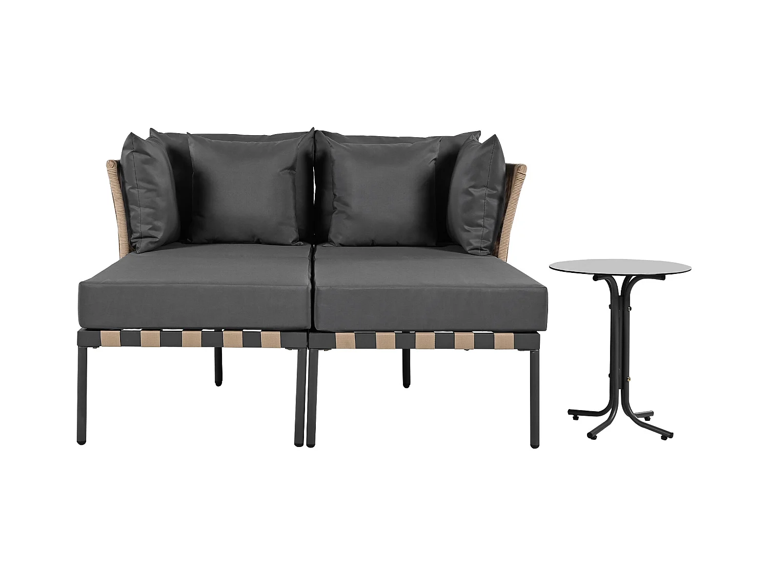 Gartensofa, Outdoor Loungesessel, Balkonmöbel Set, Wohnzimmermöbel, Grau