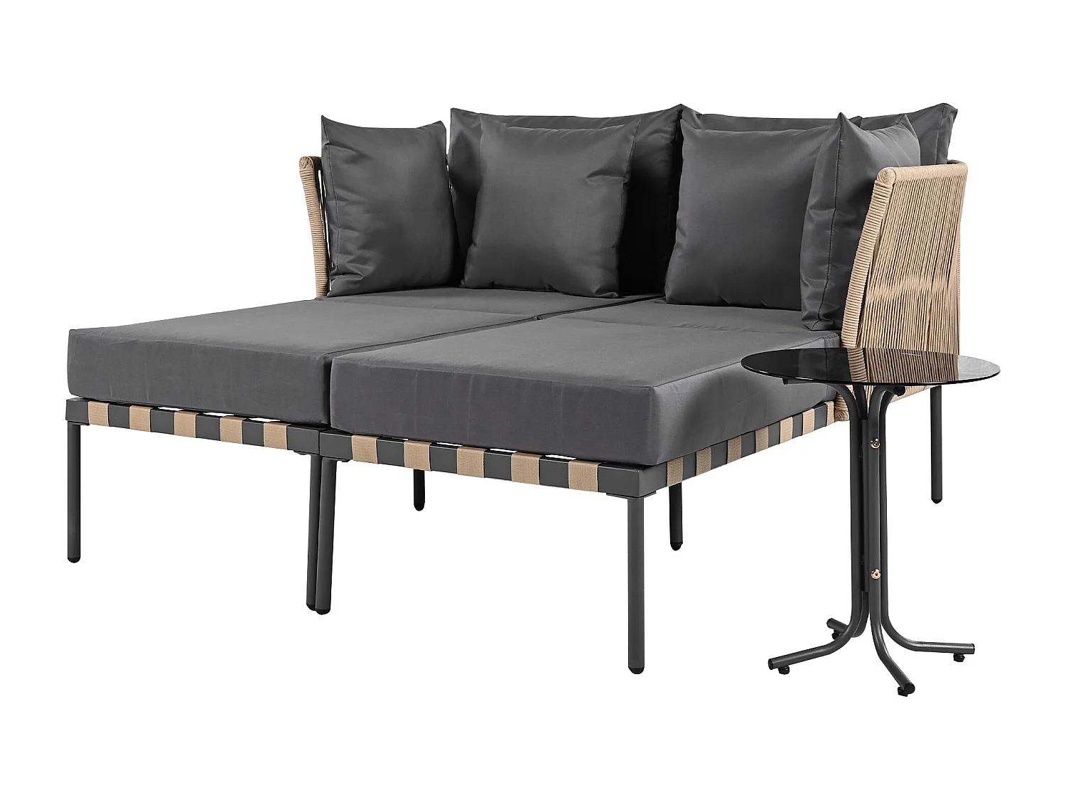 Canapé de jardin, chaise longue d'extérieur, ensemble de meubles de balcon, meubles de salon, gris