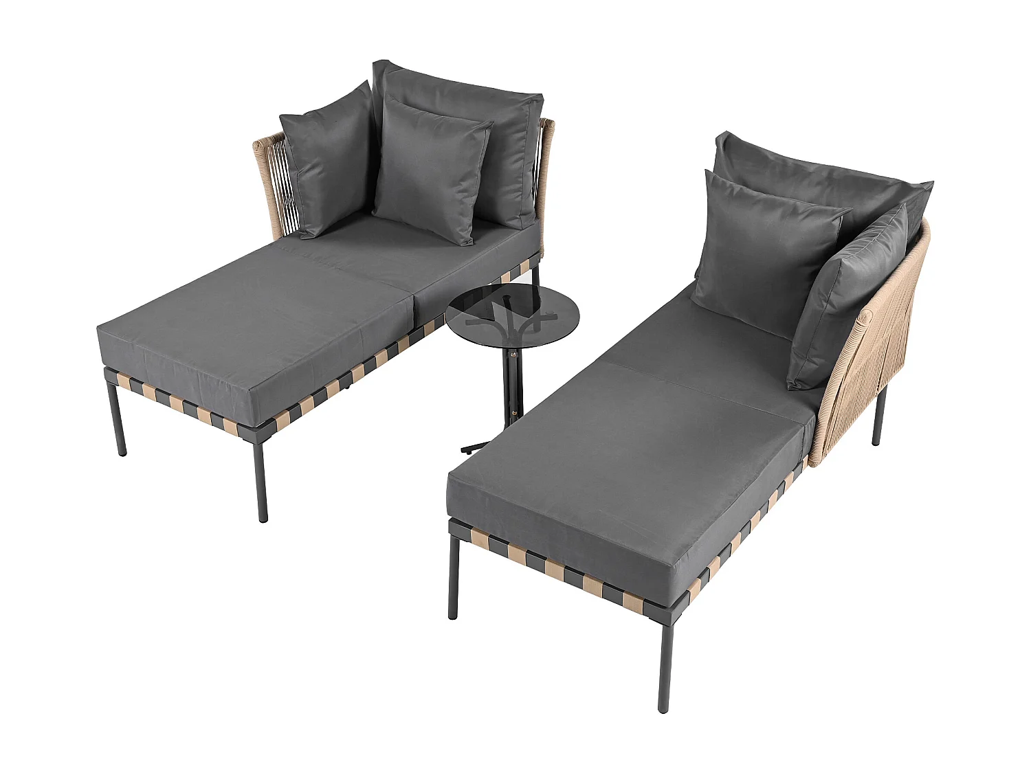 Canapé de jardin, chaise longue d'extérieur, ensemble de meubles de balcon, meubles de salon, gris