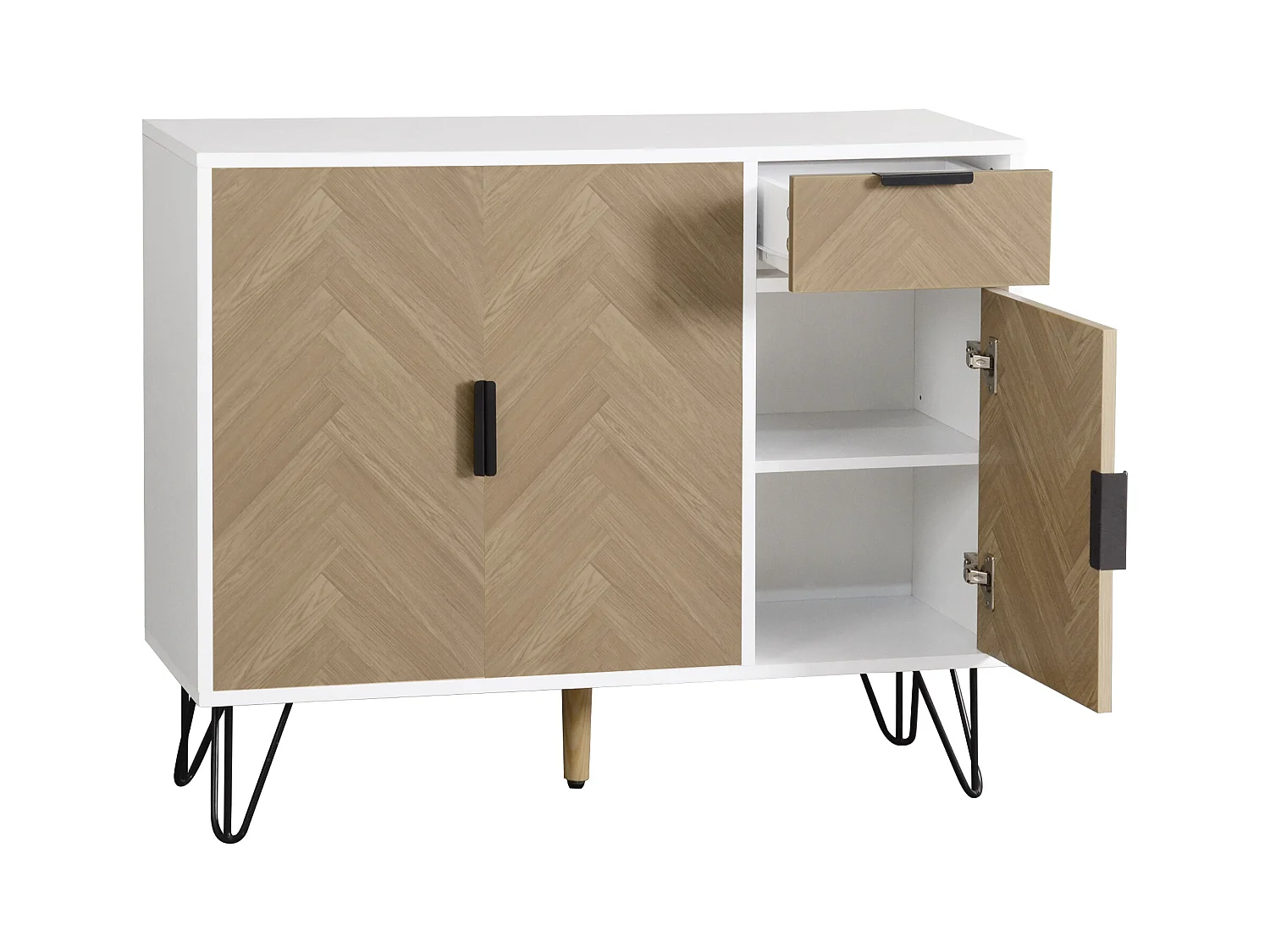 Meuble de rangement moderne, buffet avec tiroir et étagères réglables en hauteur (90 x 30 x 71,5 cm)