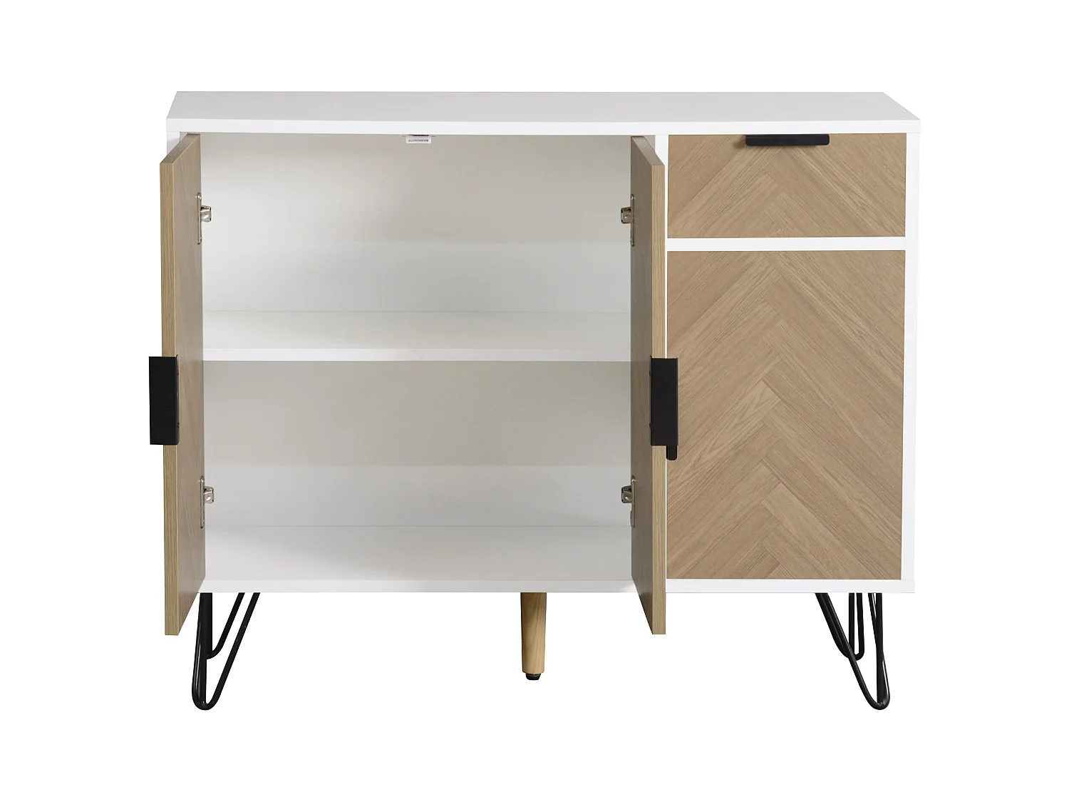 Meuble de rangement moderne, buffet avec tiroir et étagères réglables en hauteur (90 x 30 x 71,5 cm)