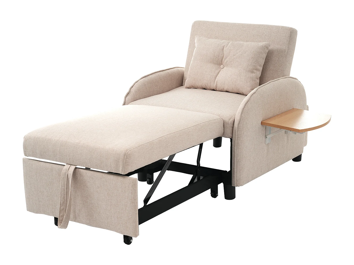 Canapé-lit simple multifonctionnel – avec fonction lit, chaise longue et fauteuil, canapé-lit réglable en trois positions, tables à thé pliantes