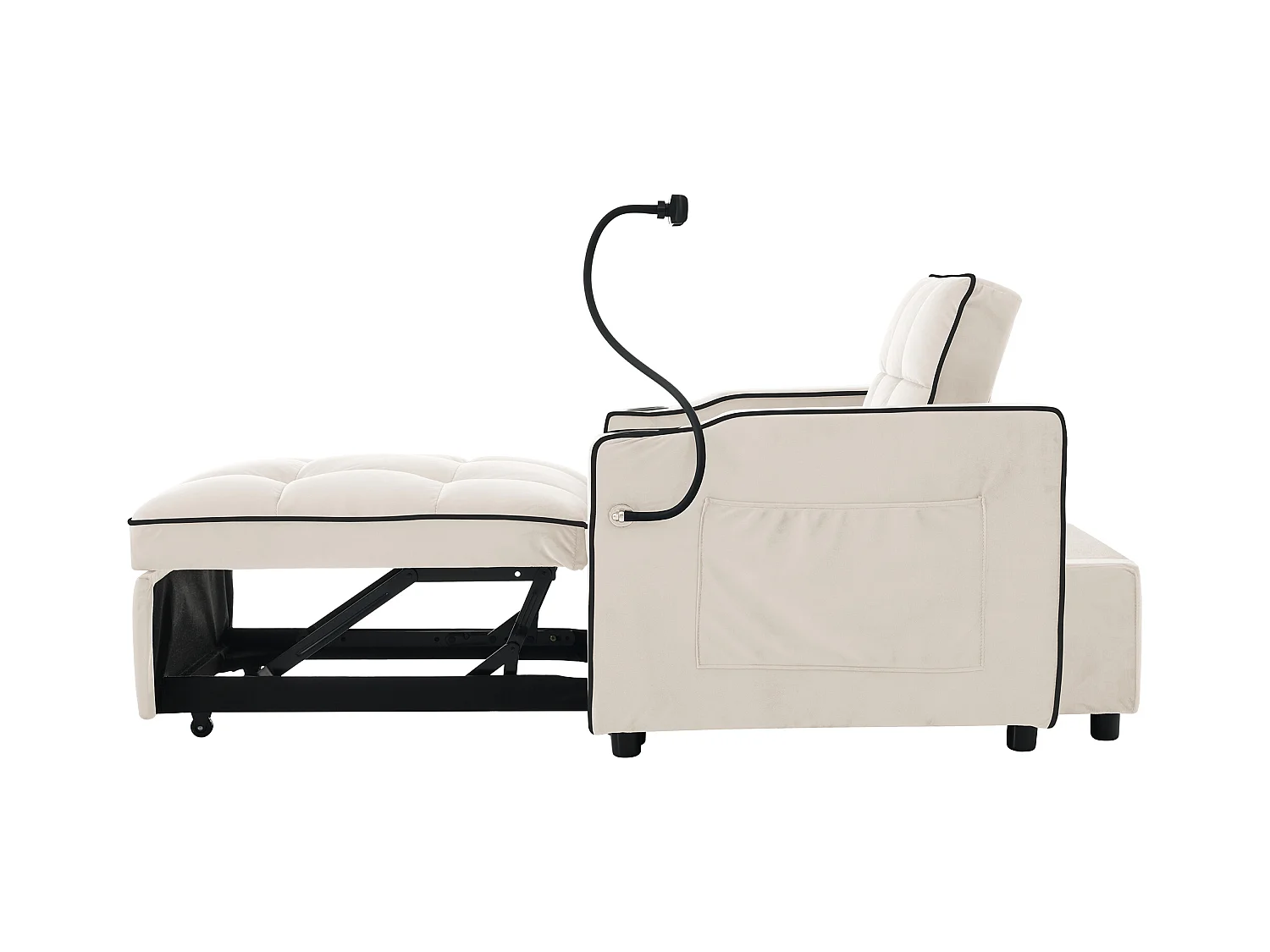 Canapé-lit gigogne 3 en 1 – avec porte-gobelets et support pour téléphone, canapé-lit, fauteuil-lit et fauteuil