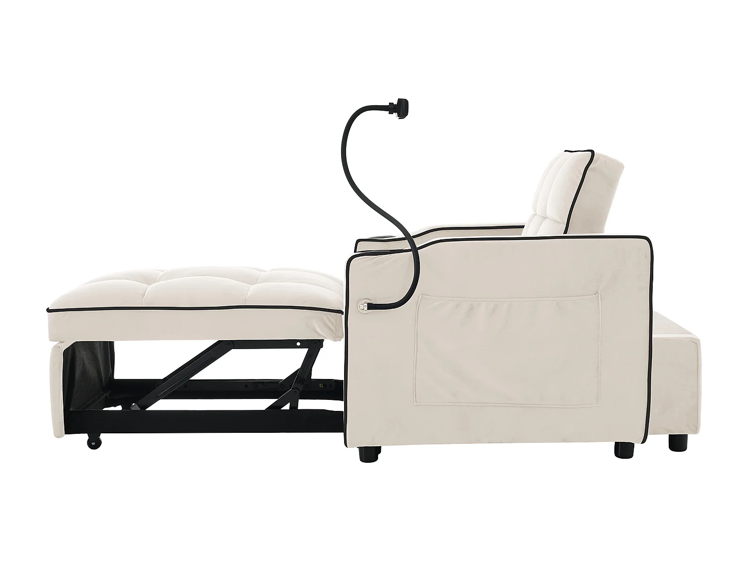 Canapé-lit gigogne 3 en 1 – avec porte-gobelets et support pour téléphone, canapé-lit, fauteuil-lit et fauteuil