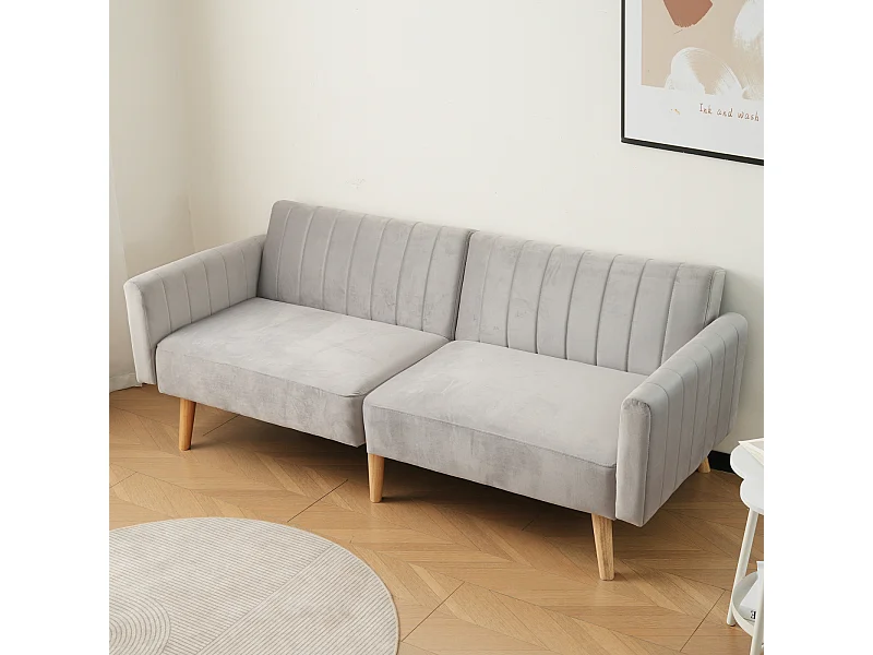 2-in-1-Sofa & Schlafsofa, modernes minimalistisches Schlafsofa, multifunktionales Klappsofa, umweltfreundliche Gummiholzbeine, Rückenlehne 3-fach klappbar